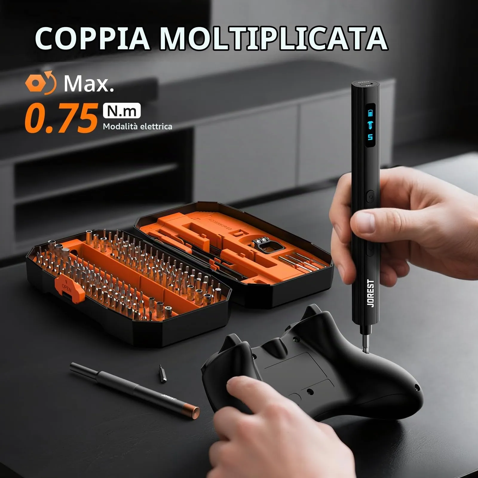 Jorest 155 in 1 Set Cacciavite Elettrico di Precisione per iPhone, Macbook, Laptop, PC, Occhiali, Orologio, Switch, PS4, PS5, Xbox - immagine 2