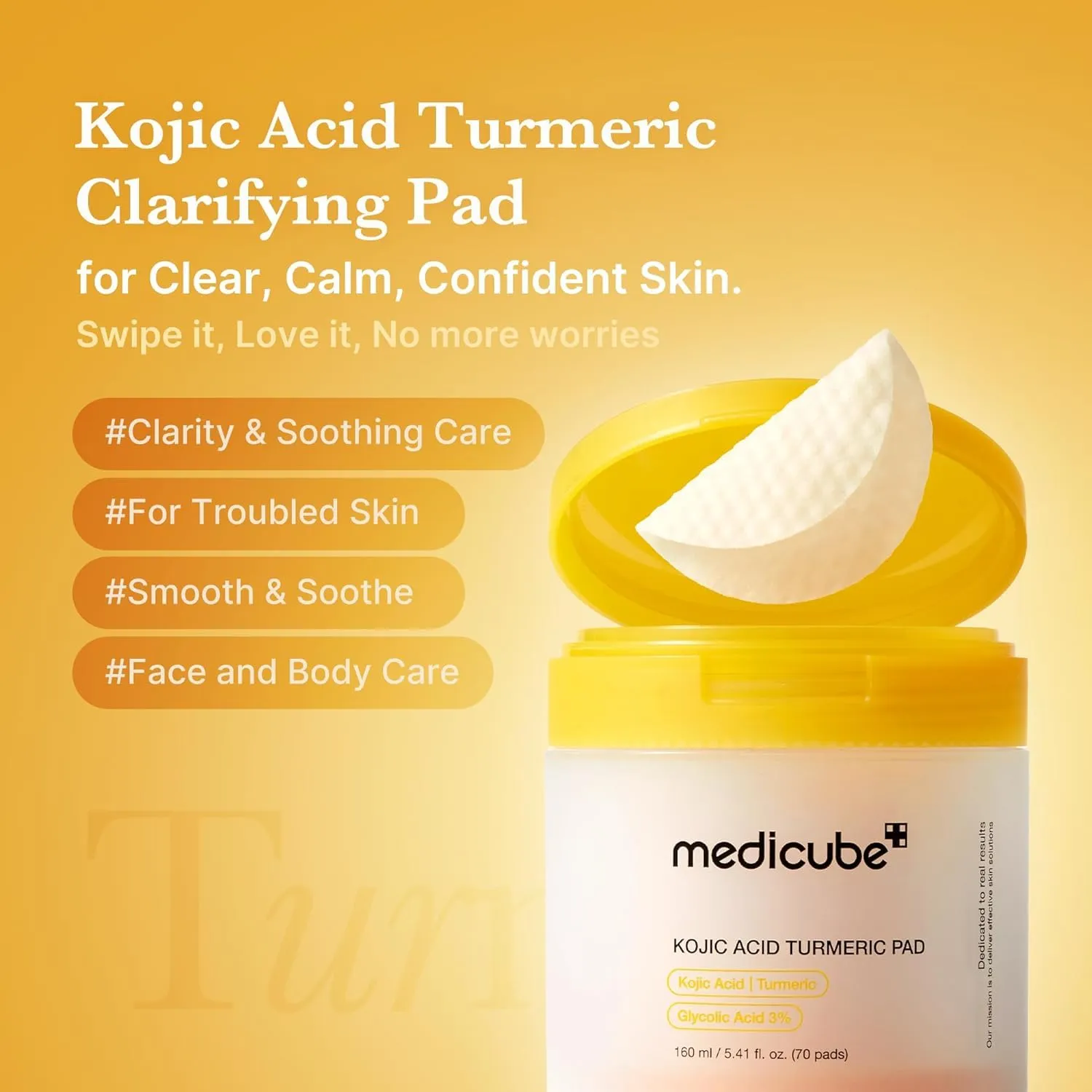 medicube Kojic Acid Turmeric Clarifying Toner Pads, 70 Pads - immagine 2
