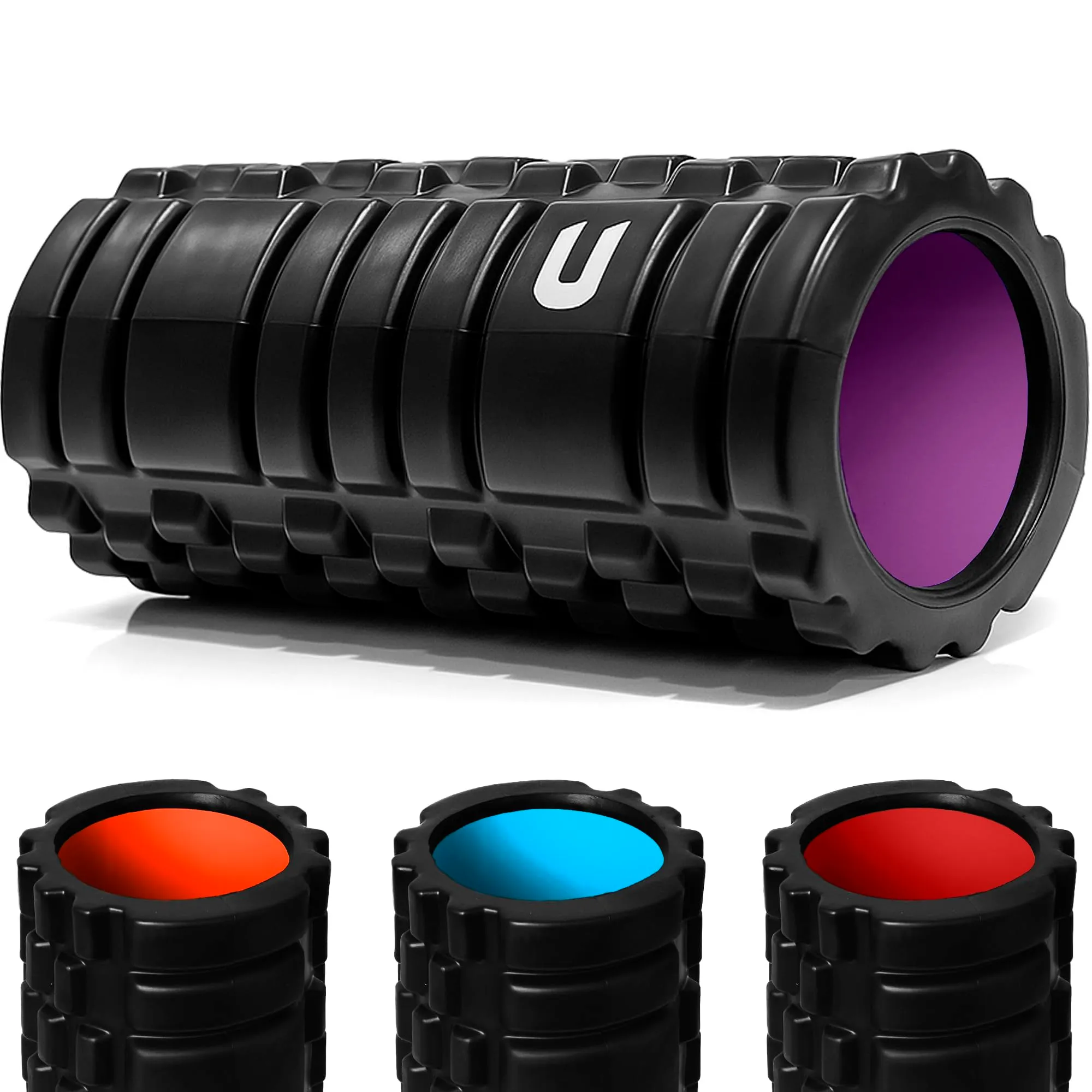 unycos Foam Roller EVA per Massaggio Muscolare, 33x14 cm, Nero/Viola - immagine 1