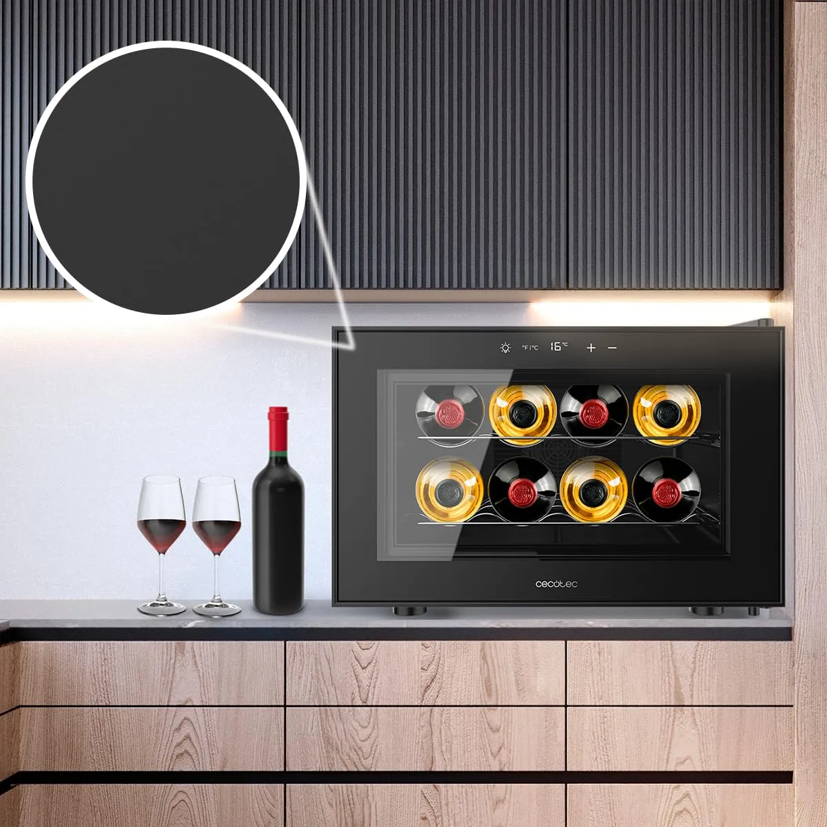 Cecotec Bolero GrandSommelier 800H CoolCrystal E Cantina per vino, 8 bottiglie, Nero - immagine 7