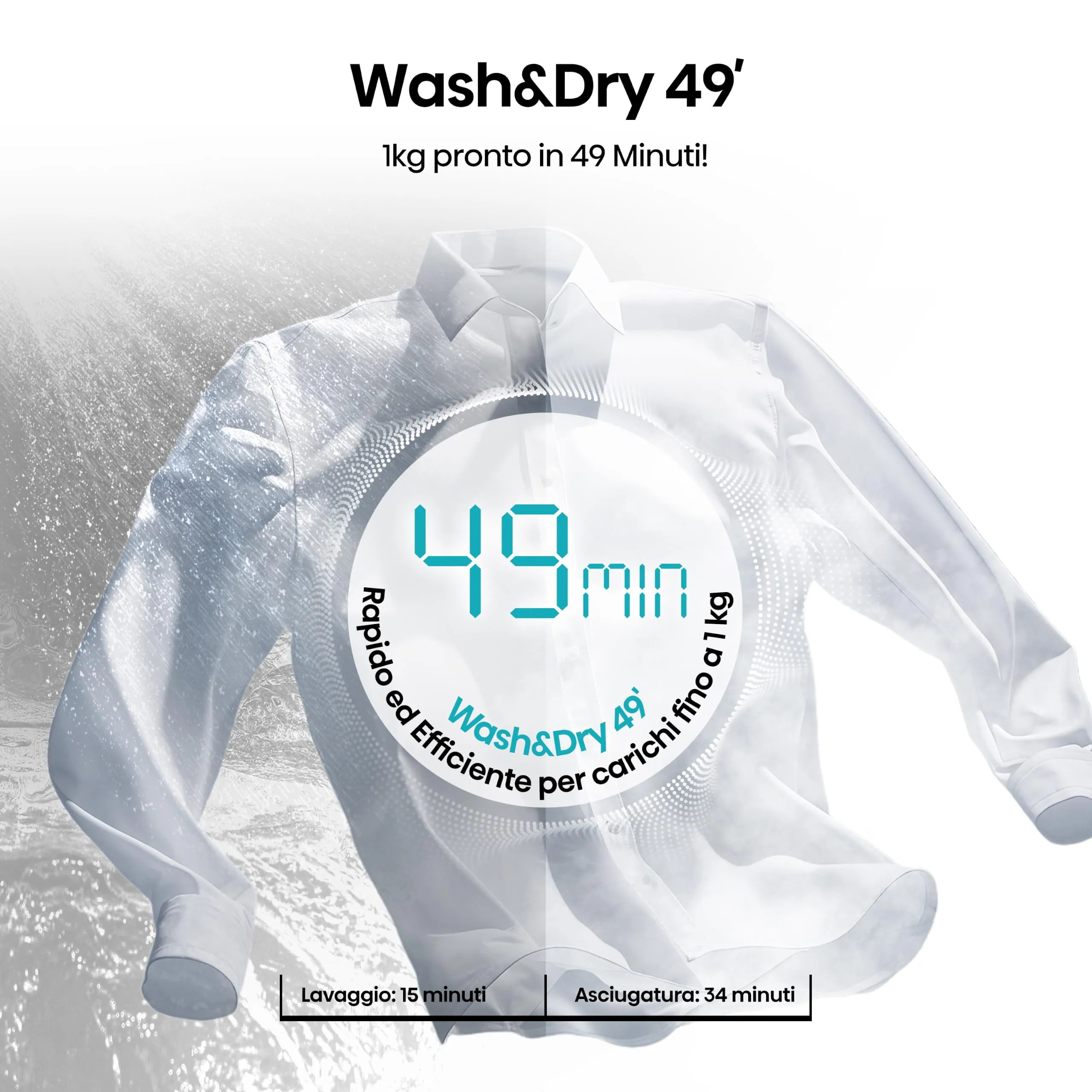Hisense WD5I1245BWRH Lavasciuga Pompa di Calore 12 + 8 Kg, 1400 RPM, Classe Energetica A-30%/A-10%, Bianco - immagine 4