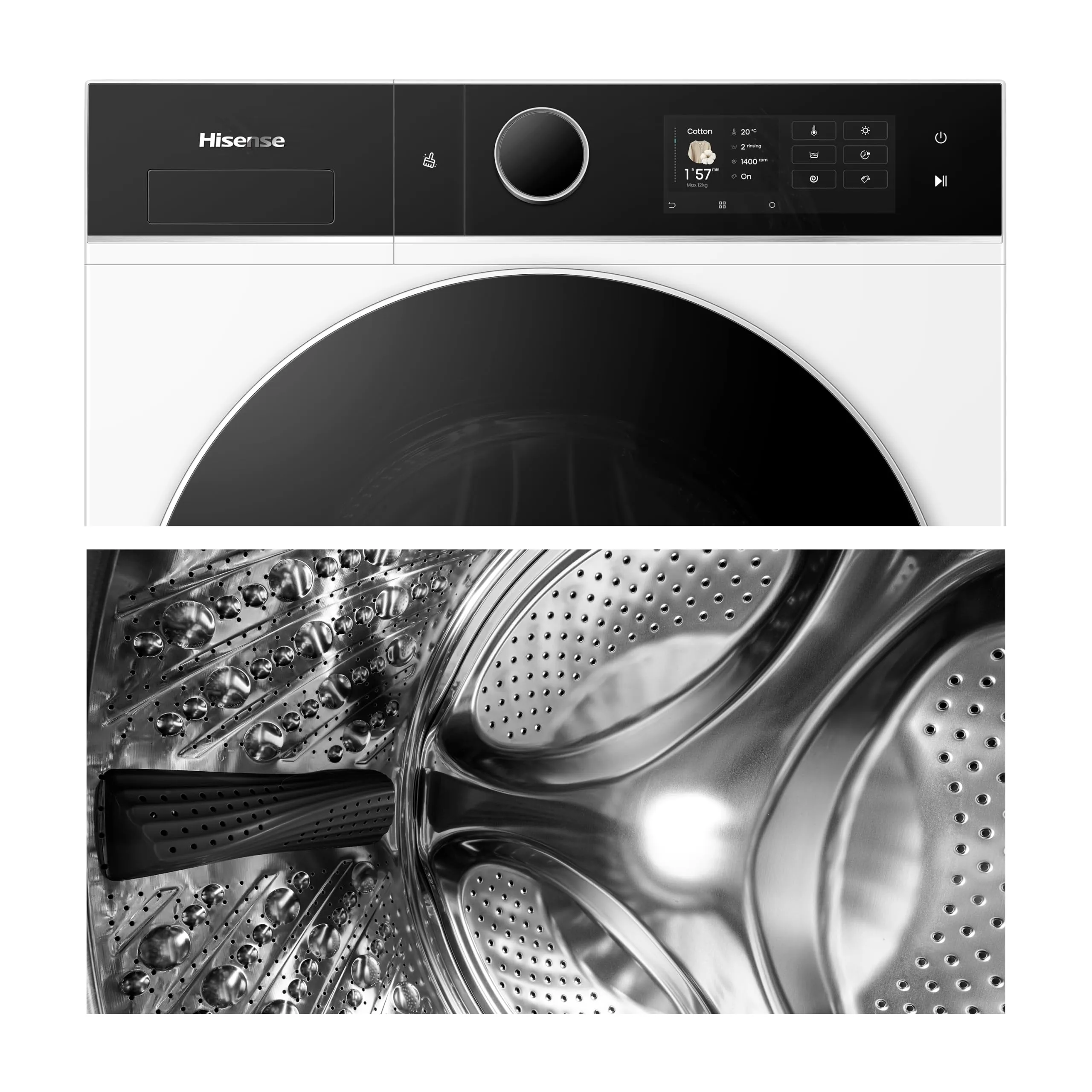 Hisense WD5I1245BWRH Lavasciuga Pompa di Calore 12 + 8 Kg, 1400 RPM, Classe Energetica A-30%/A-10%, Bianco - immagine 12