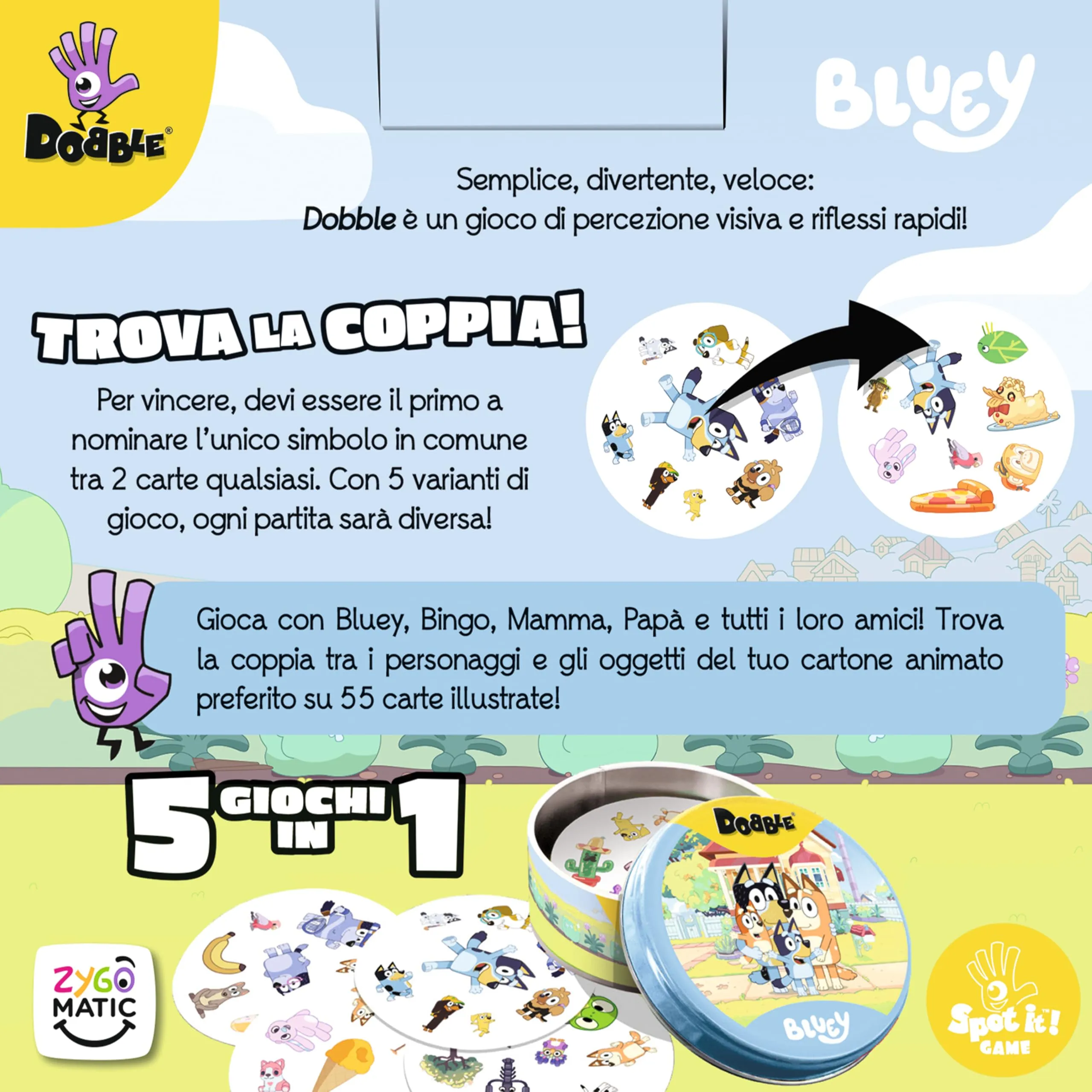 Asmodee Dobble Bluey Carte da Gioco per Famiglie e Amici - immagine 8