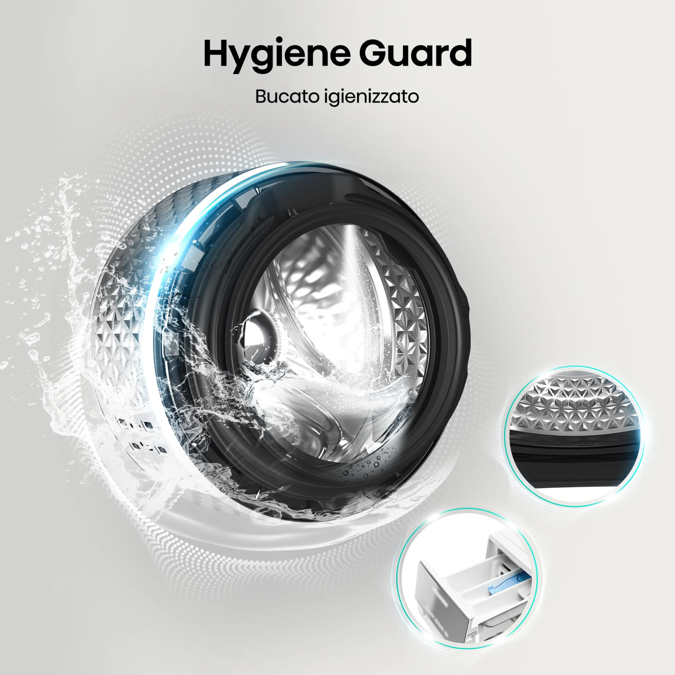 Hisense WD3S1043BW7 Lavasciuga 10,5 + 6 kg, 1400 RPM, Vapore, Motore Inverter, Classe Energetica A-20%/D, Display LED, Grigio, WiFi - immagine 9
