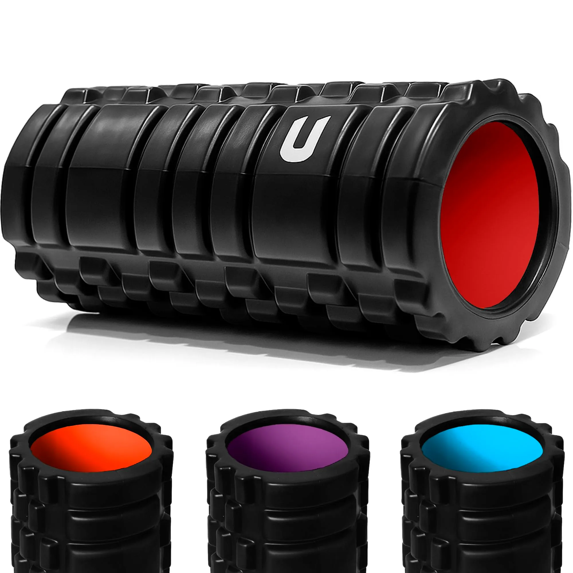 unycos Foam Roller EVA per Massaggio Muscolare, 33x14 cm, Nero/Rosso - immagine 1