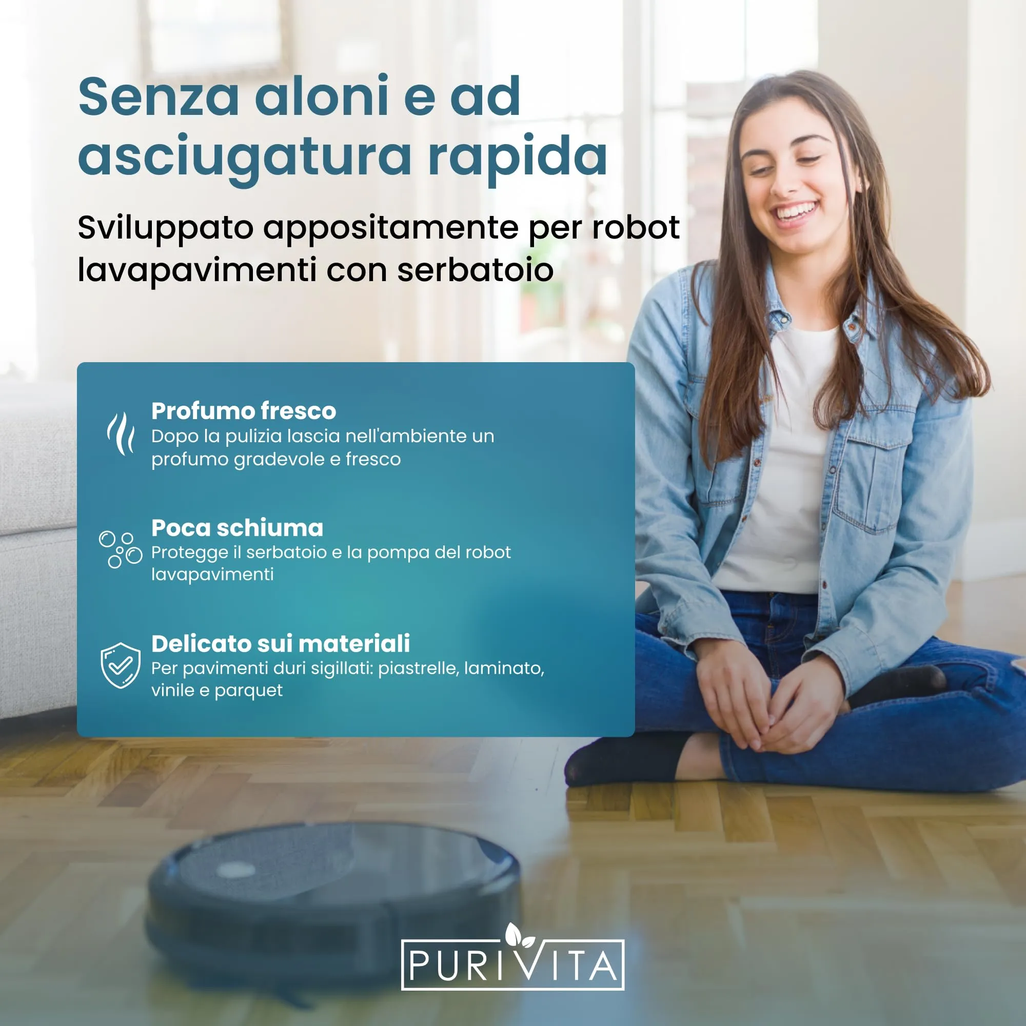 Purivita Detergente Lavapavimenti Concentrato per Robot e Lavasciuga, 5 L - immagine 2