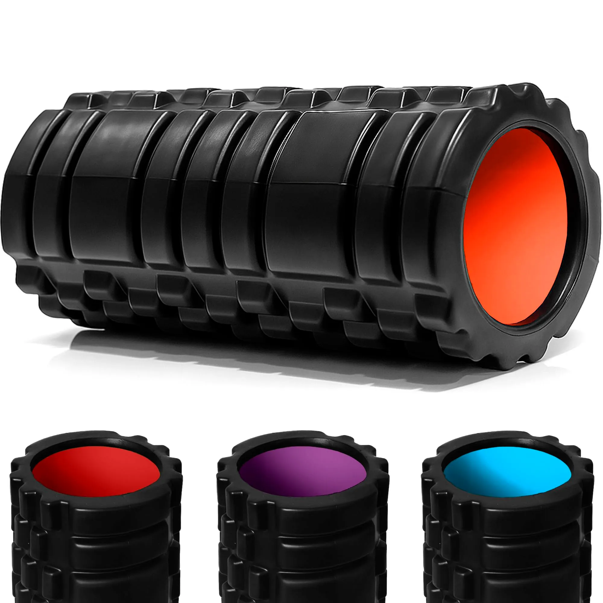 unycos Foam Roller EVA per Massaggio Muscolare, 33x14 cm, Nero/Arancione - immagine 1
