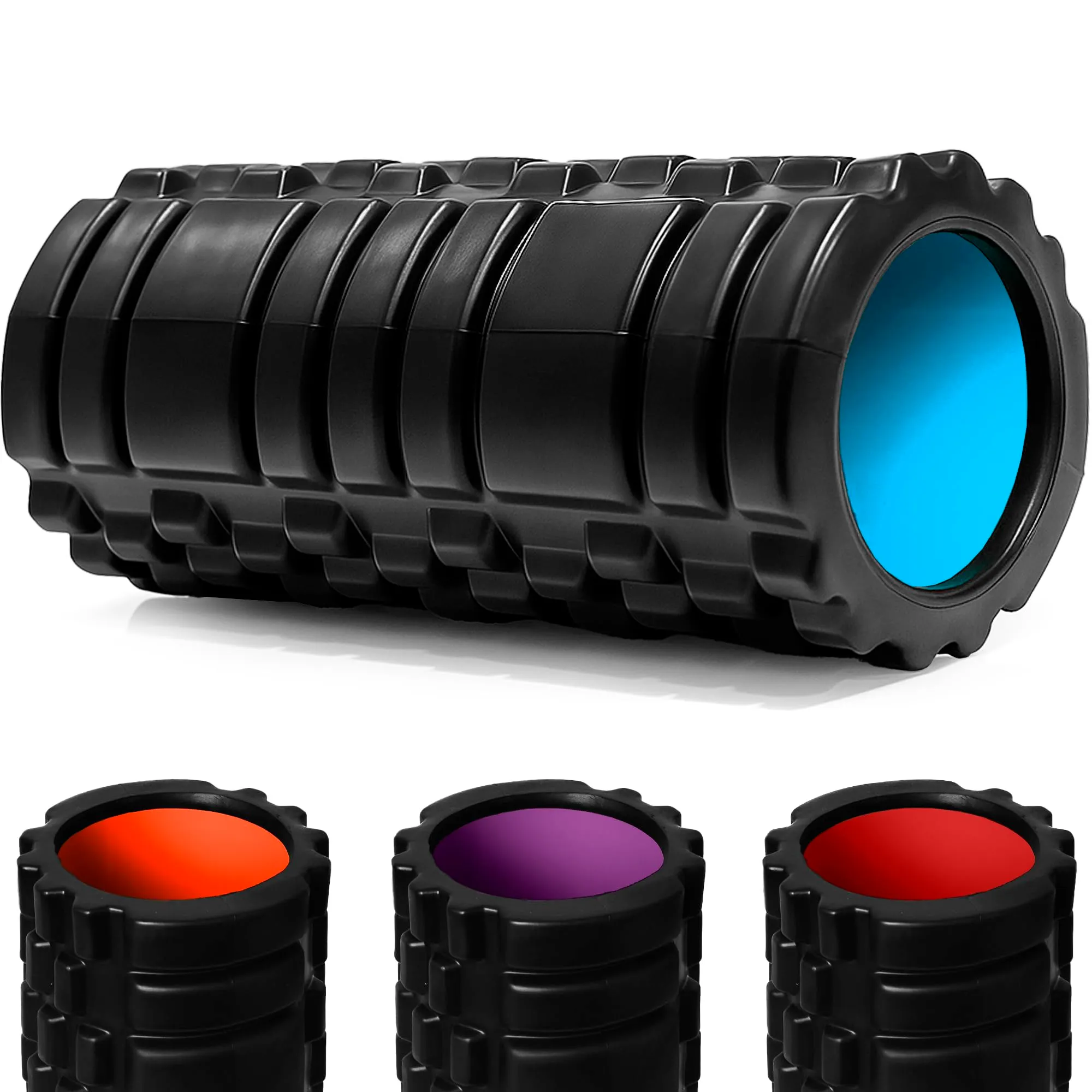 unycos Foam Roller EVA per Massaggio Muscolare, 33x14 cm, Nero/Blu - immagine 1