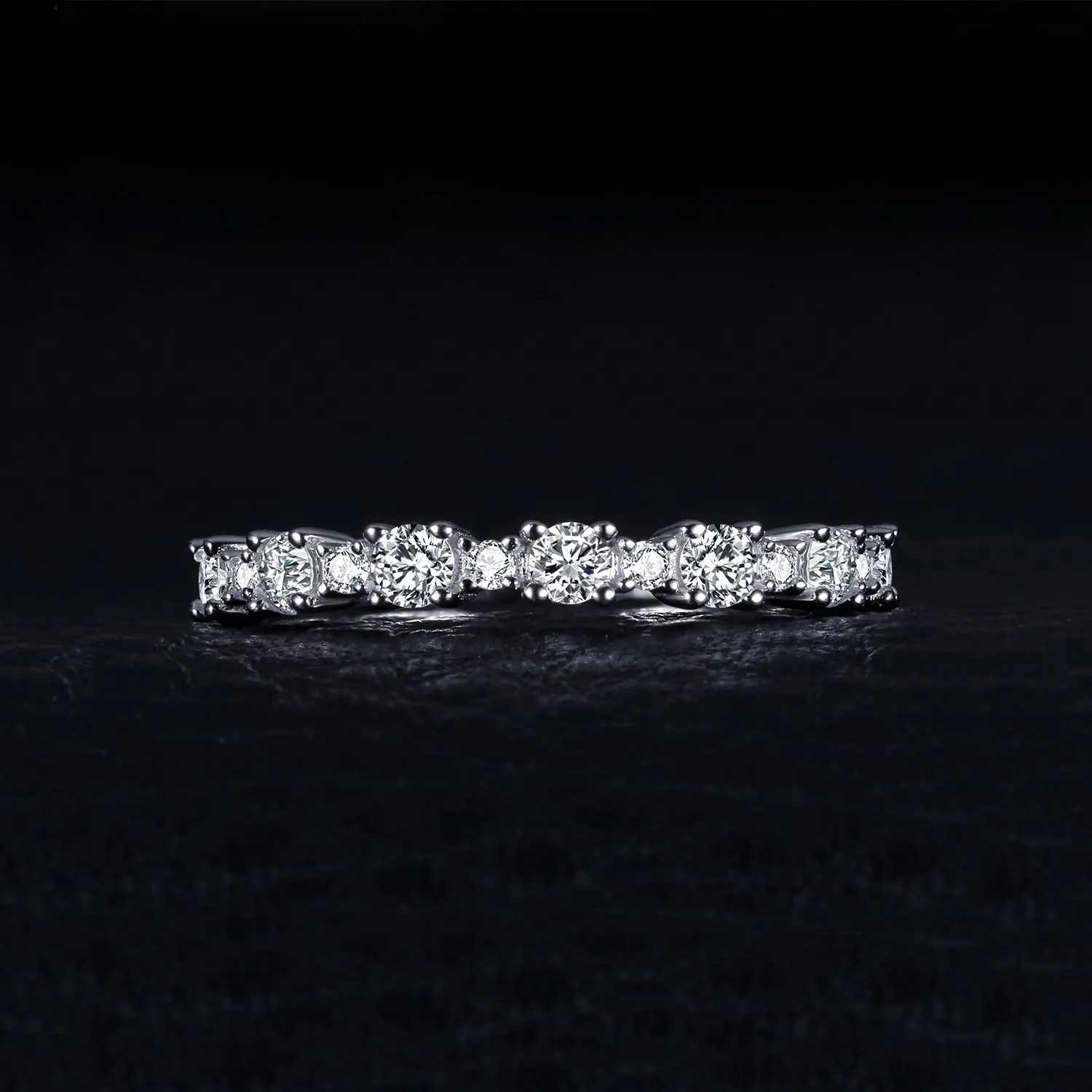 JewelryPalace Anello da donna in argento sterling 925, mezza eternità impilabile, fascia da matrimonio, taglia 11 - immagine 3