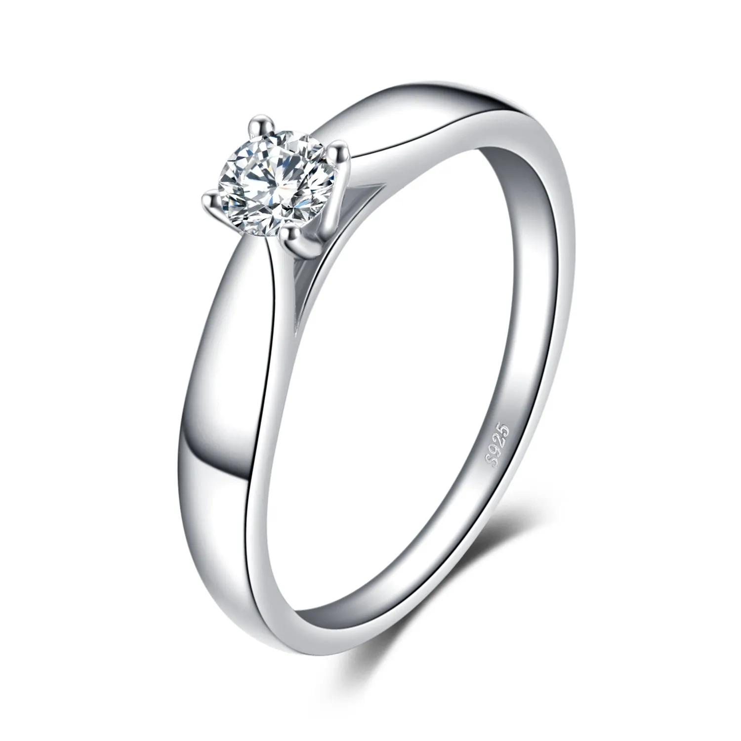 JewelryPalace 0.2ct Cubic Zirconia Solitaire Engagement Ring 925 Sterling Silver 12 - immagine 1