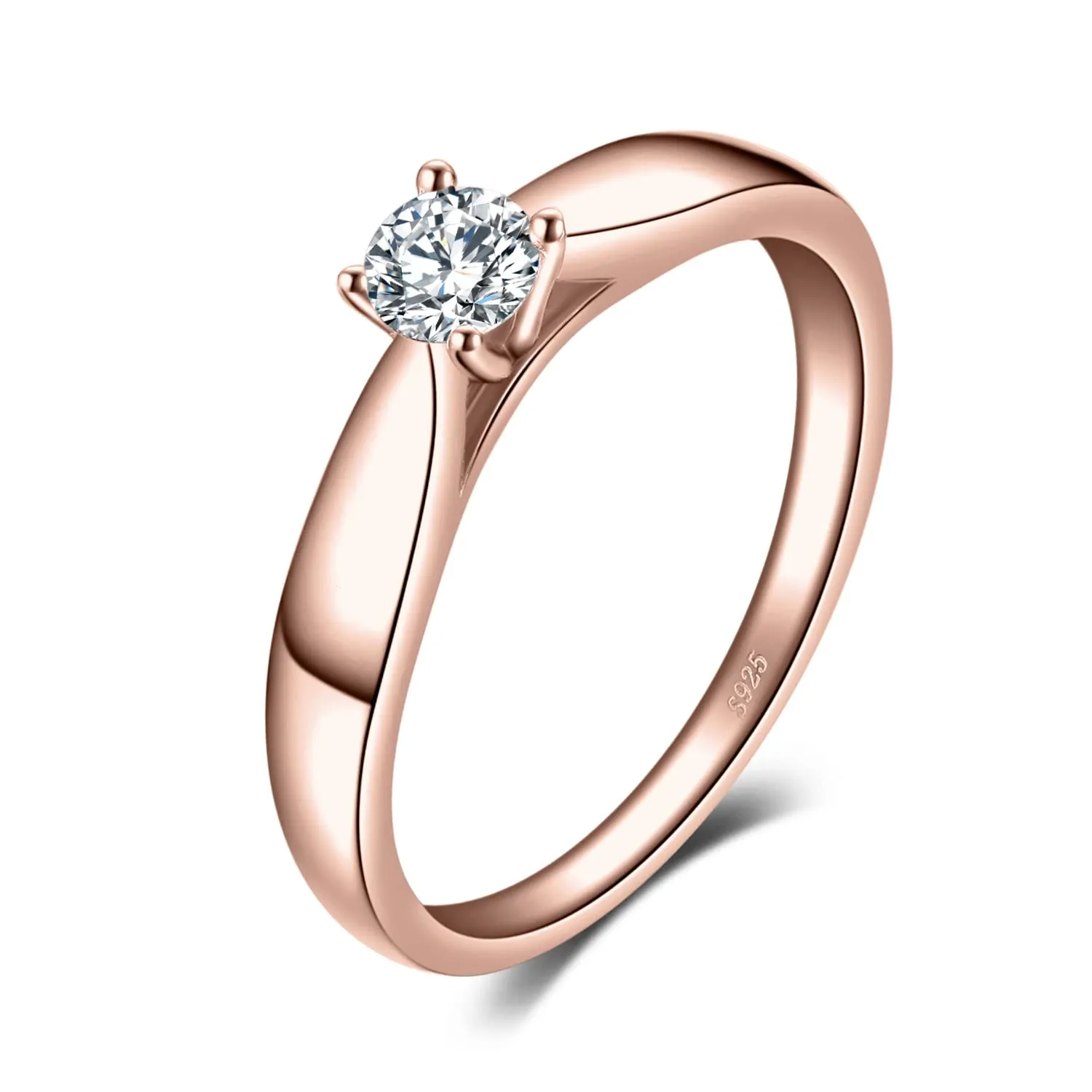 JewelryPalace Anello Donna Argento 925 Placcato Oro Rosa con Diamante Simulato Solitario - immagine 1