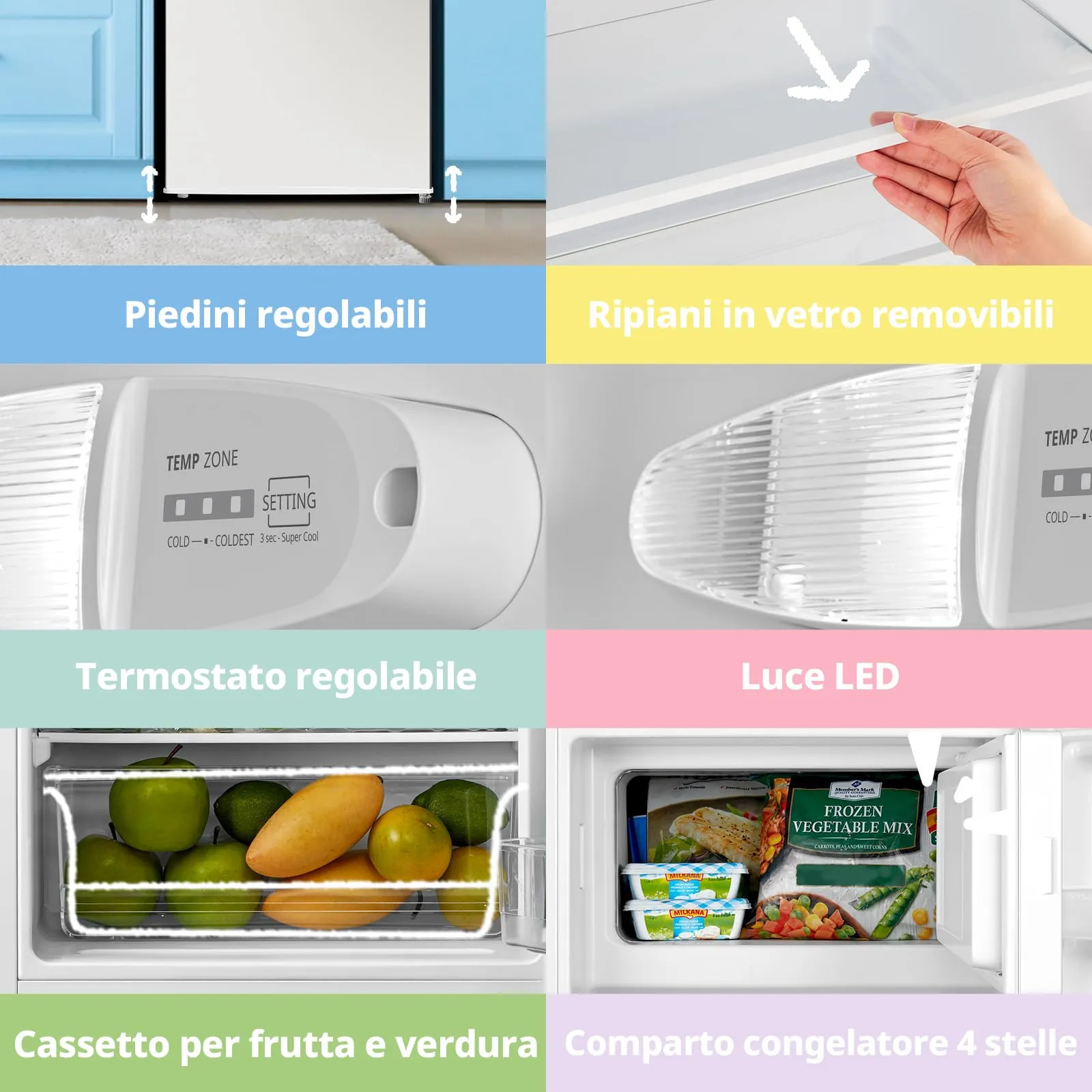 COMFEE' Frigorifero Combinato RCD113WH3EU(E) 113L Classe D, Bianco - immagine 4