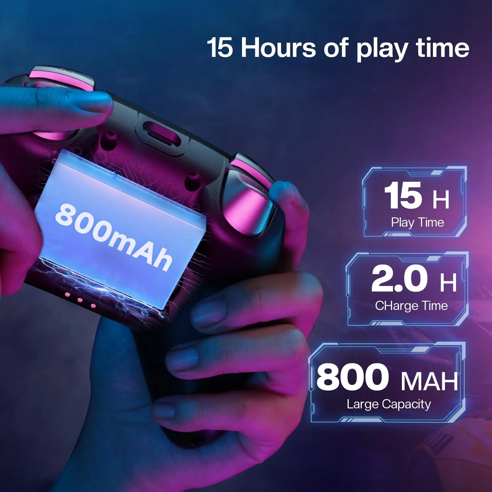 ECHTPower Controller Gaming con Base di Ricarica, Hall Joystick, 1000Hz Polling Rate, 3 Modalità (2.4GHz/BT/Cavo) per PC, Switch, iOS, Android - immagine 7