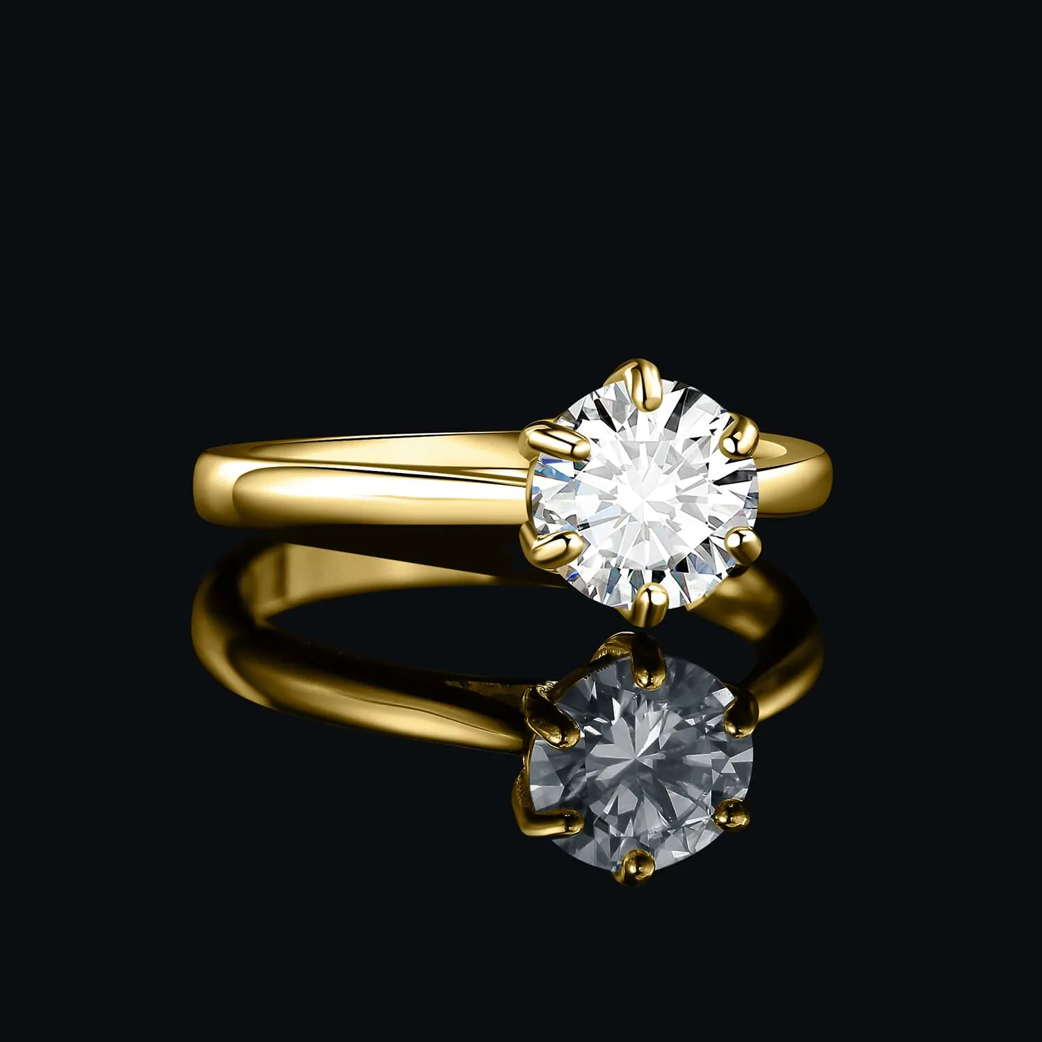 JewelryPalace Anello Solitario Donna Argento 925 con Moissanite 2ct, Dorato, Misura 18.5 - immagine 2