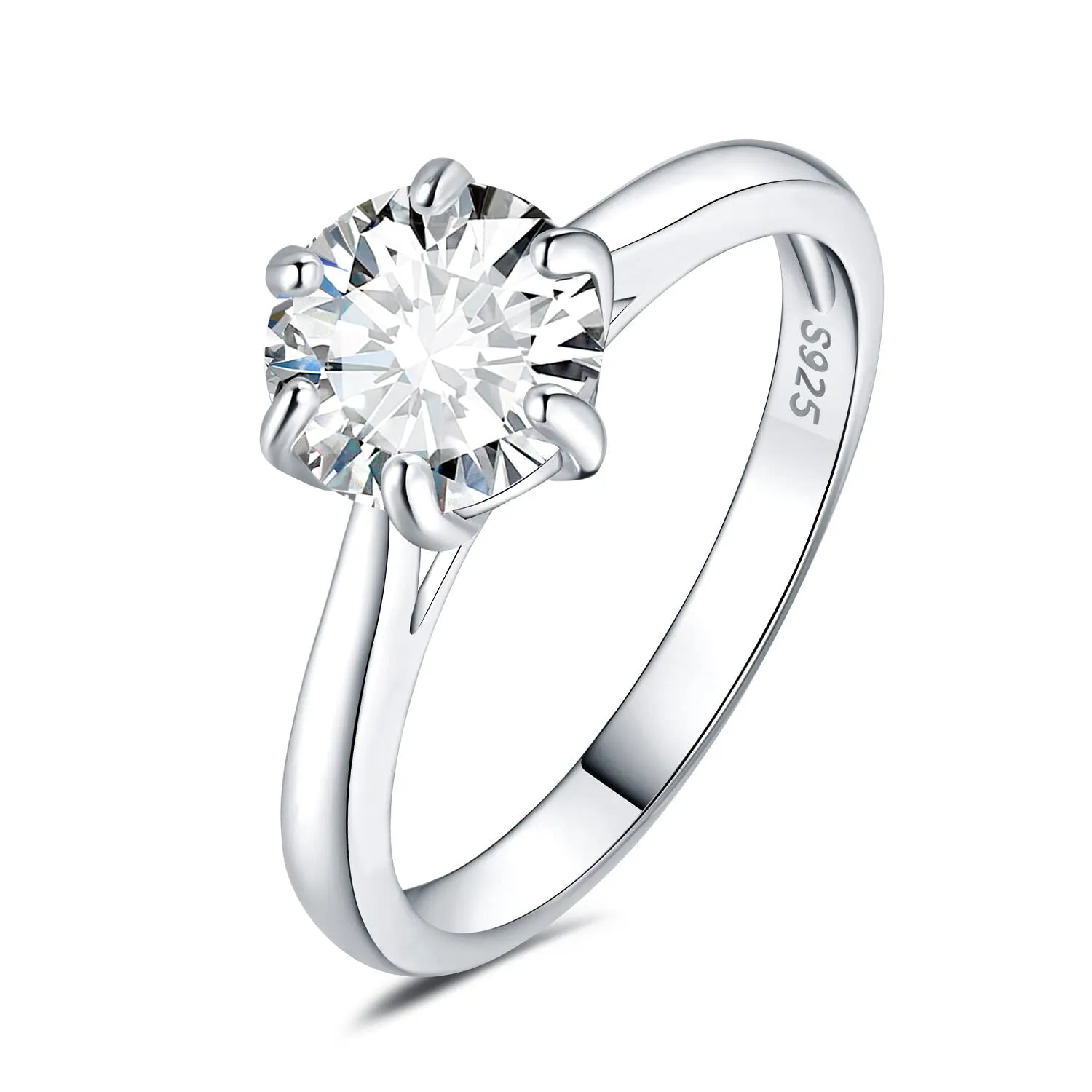 JewelryPalace Anello Solitario Donna in Argento 925 con Moissanite 2ct, Taglia 7 - immagine 1