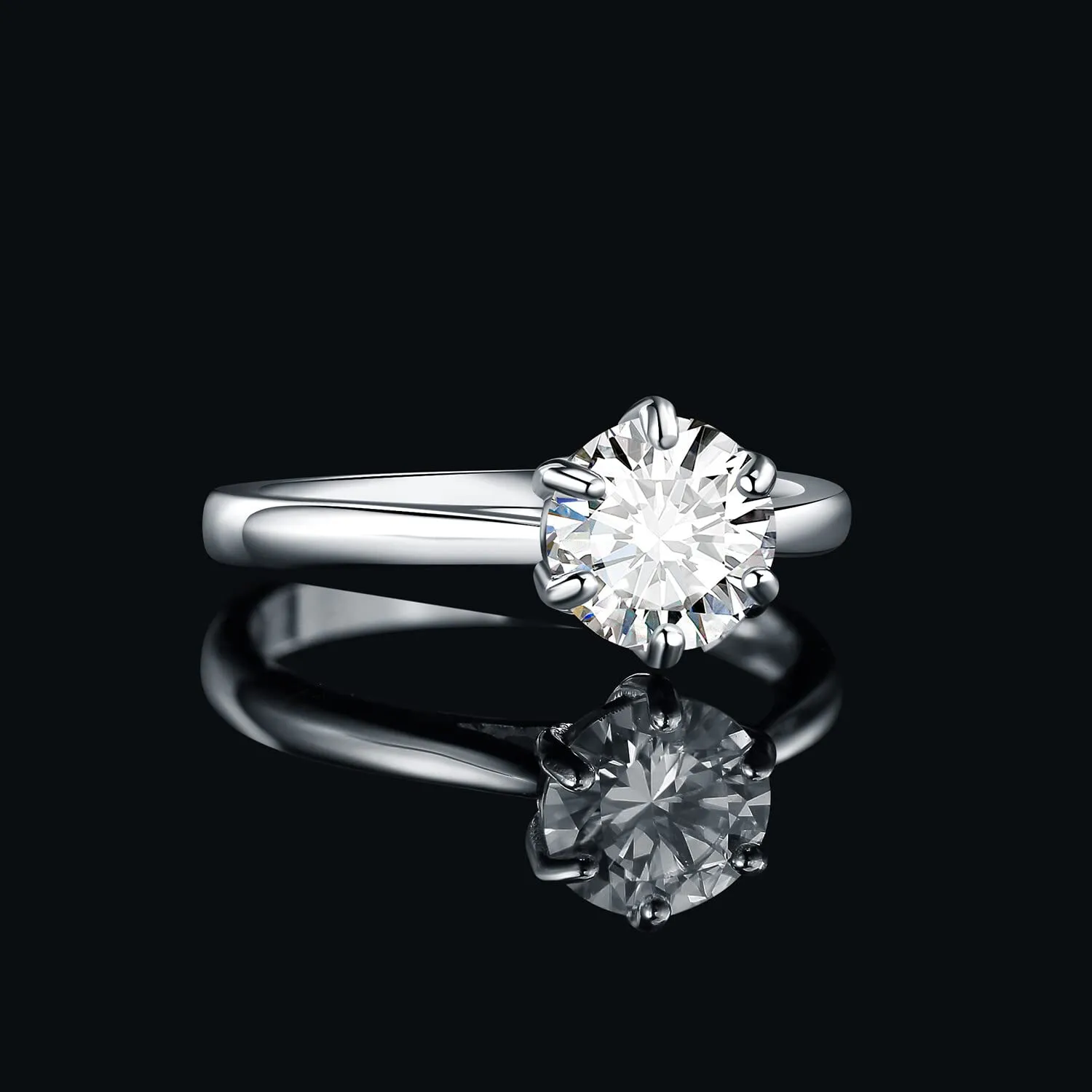 JewelryPalace 2ct Classic Anello Solitario Donna Argento 925 con Moissanite, Taglia 8 - immagine 2