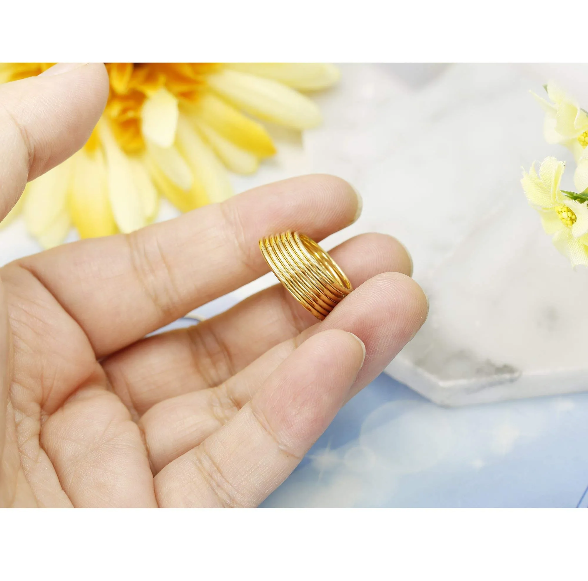 Milacolato Anelli Impilabili in Acciaio Inox 1mm Oro, Misura 3/4/5/6/7/8/9 - immagine 7