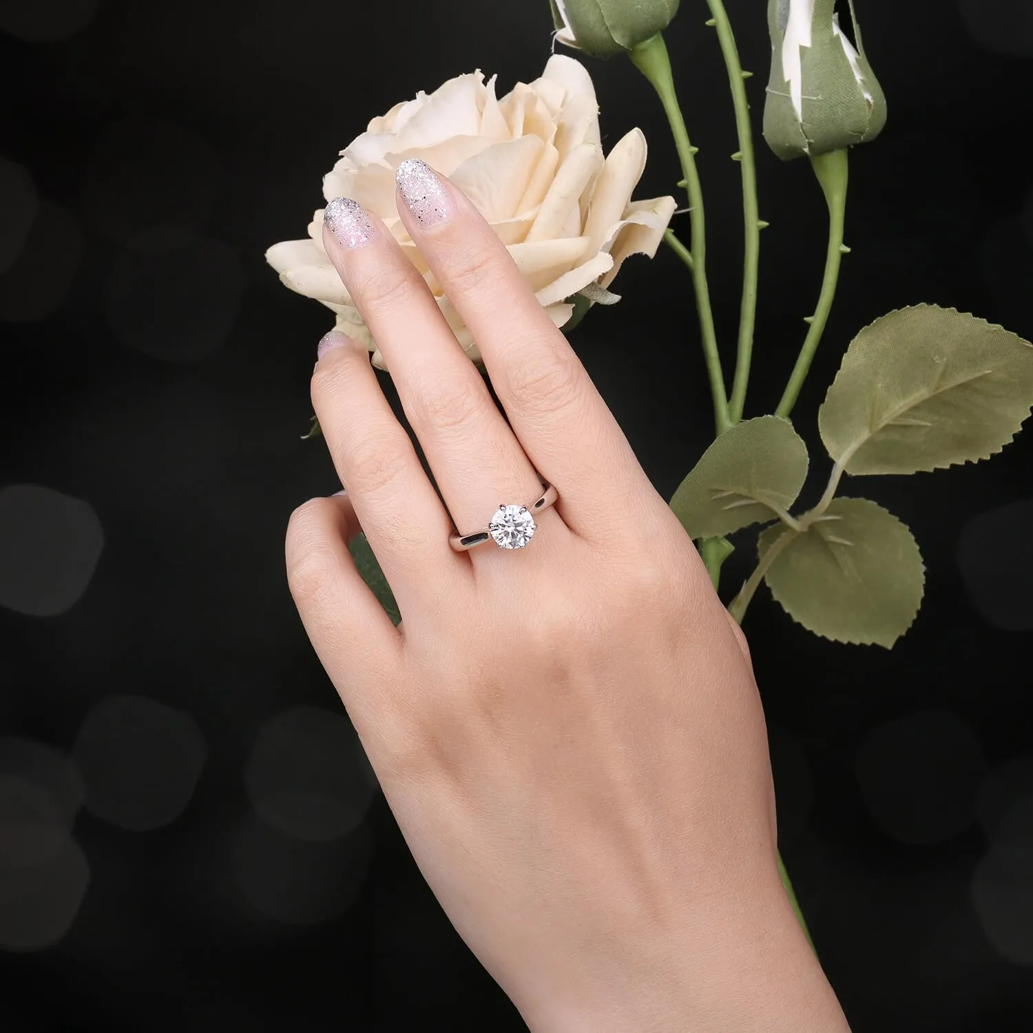 JewelryPalace 1.5ct Moissanite Solitario Anello in Argento 925, Taglia 16 - immagine 4