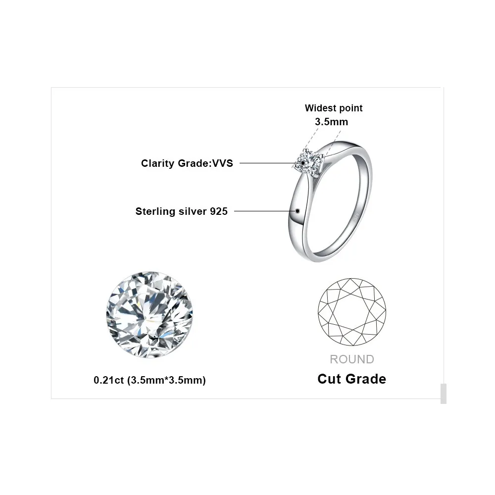 JewelryPalace Anello Donna in Argento 925 Solitario con Diamante Simulato - immagine 2