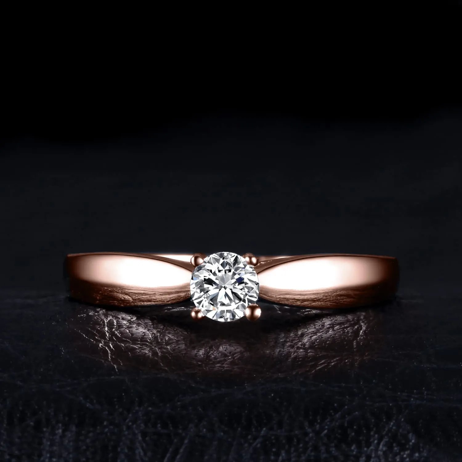 JewelryPalace Anello Donna Argento 925 Placcato Oro Rosa con Diamante Simulato Solitario, Taglia 11.5 - immagine 3