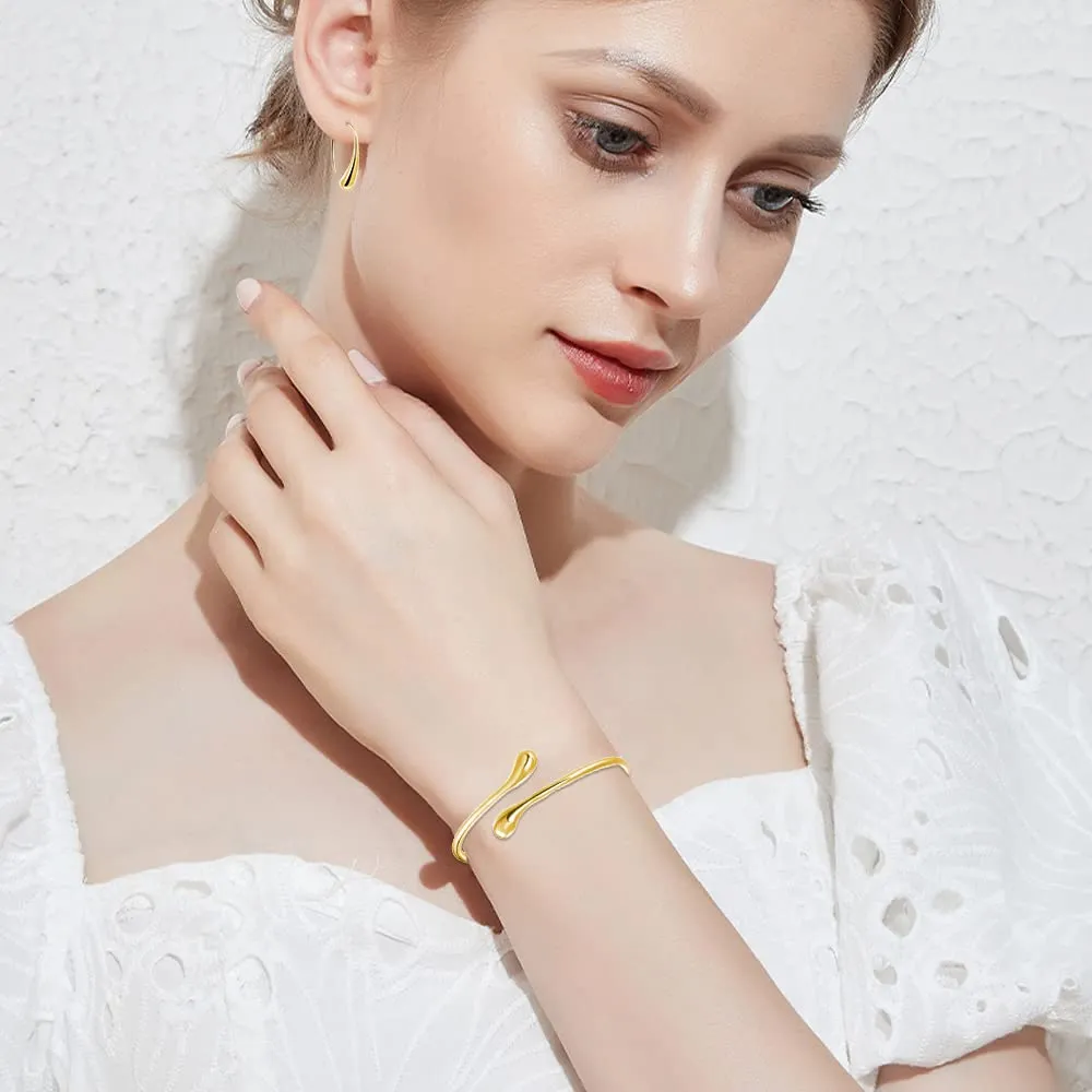 TOFBS Set di Gioielli Lacrima con Collana, Orecchini, Bracciale e Anello - Oro - immagine 6