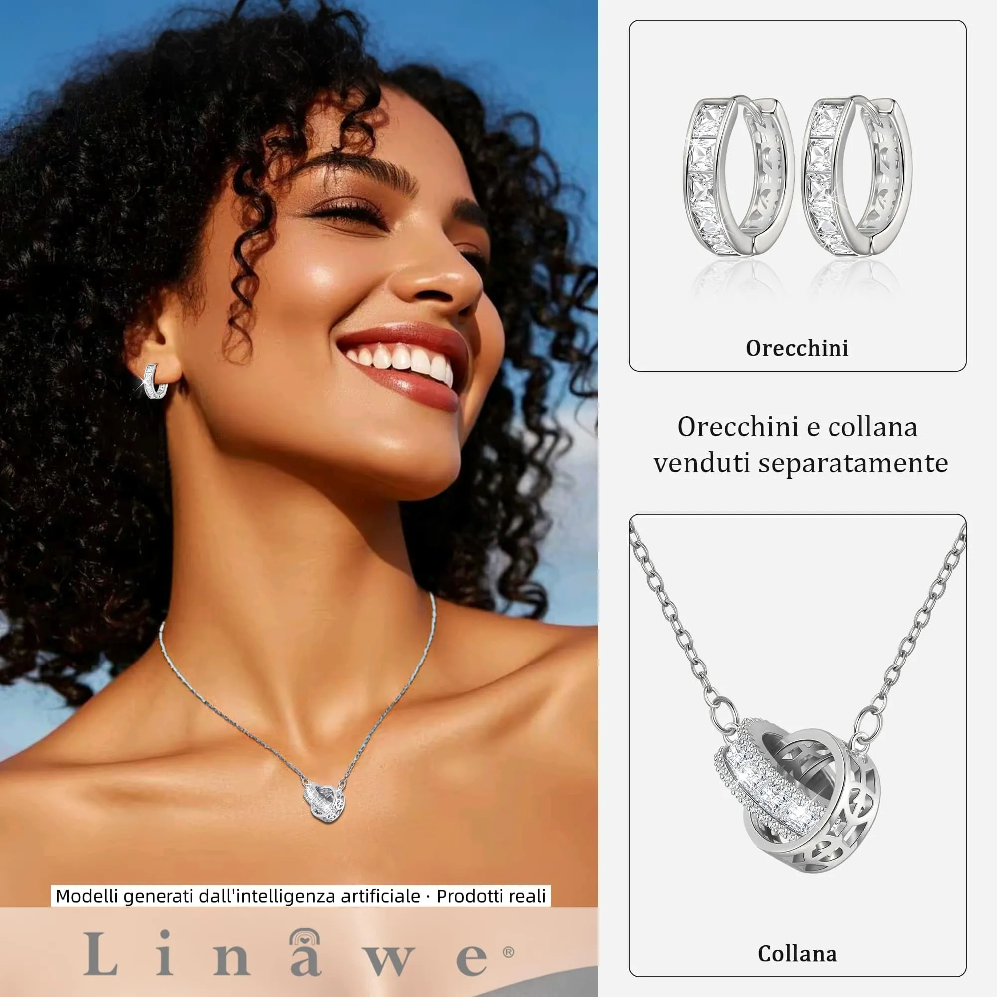 Linawe Orecchini a Elica in Argento con Zirconia Cubica per Donna - immagine 3