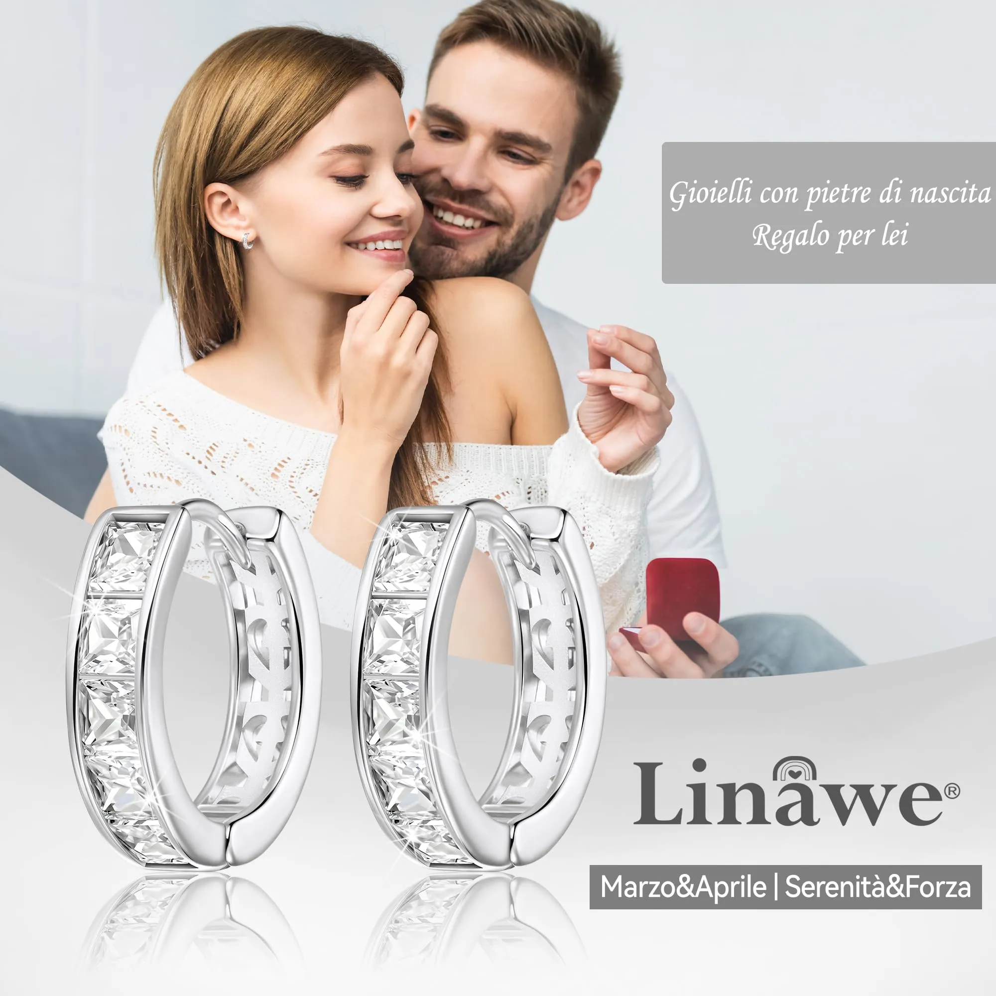 Linawe Orecchini a Elica in Argento con Zirconia Cubica per Donna - immagine 5