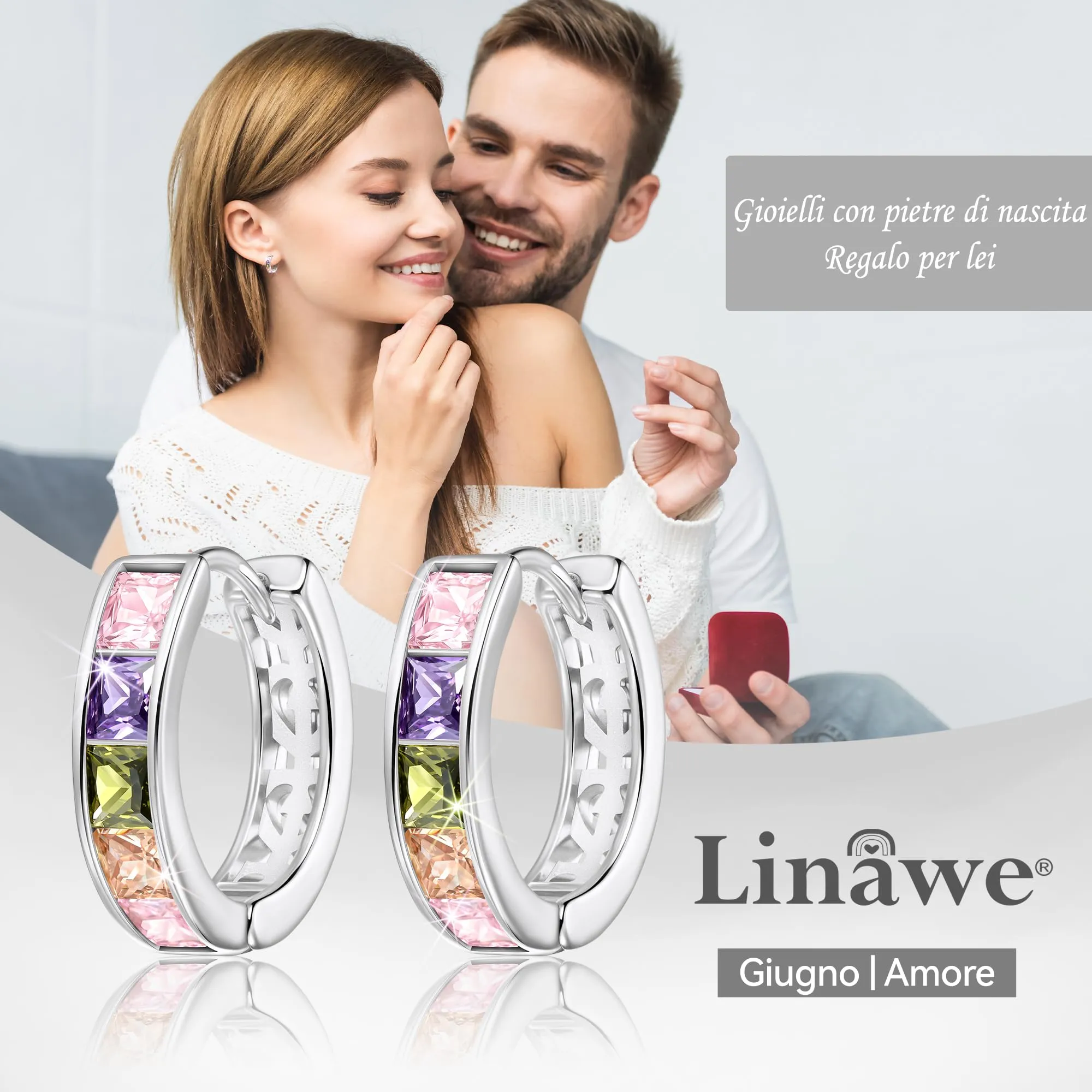 Linawe Orecchini a cerchio da donna in argento per piercing elica e conchiglia - immagine 5