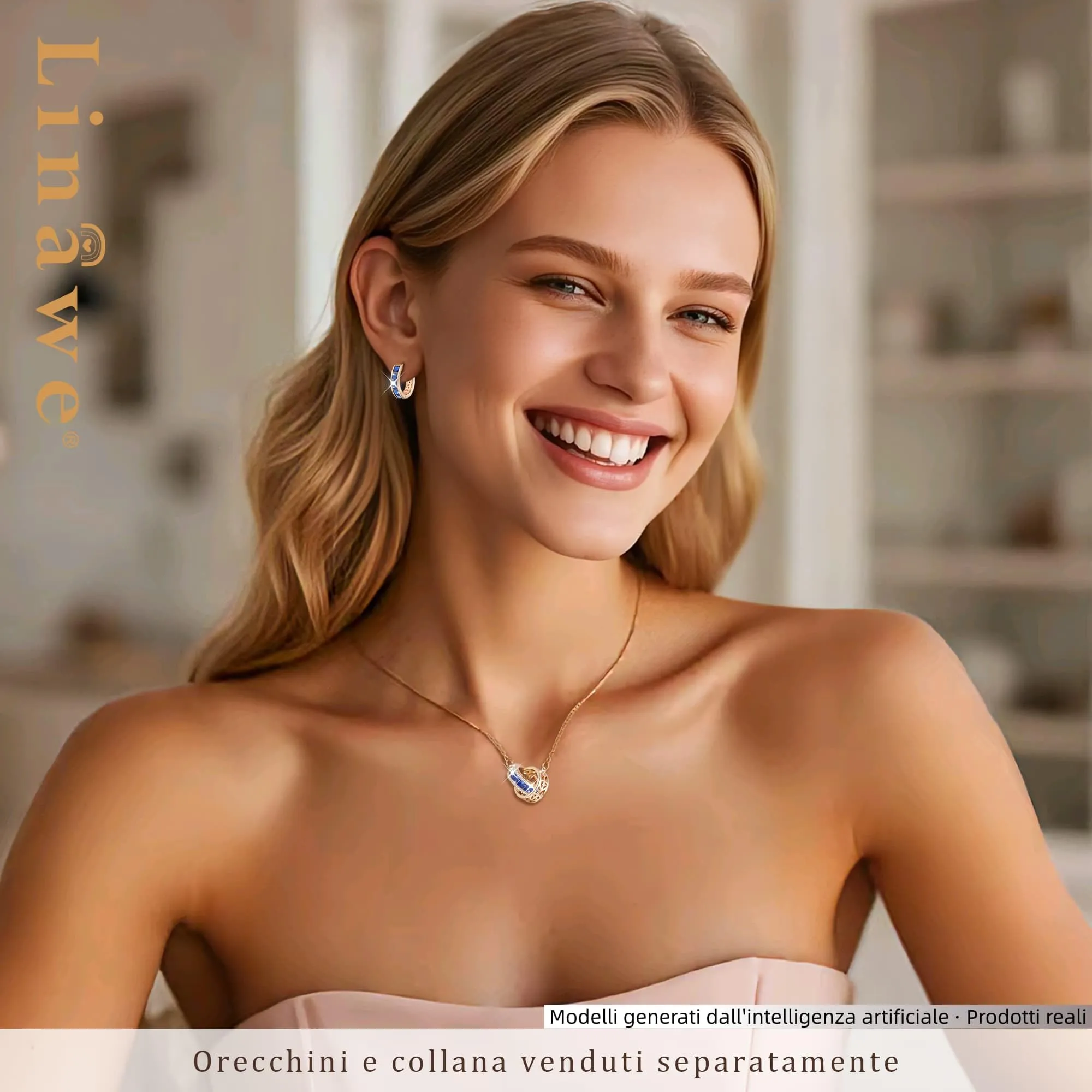 Linawe Orecchini a cerchio piccoli blu in oro rosa per Helix e Conchiglia - immagine 4