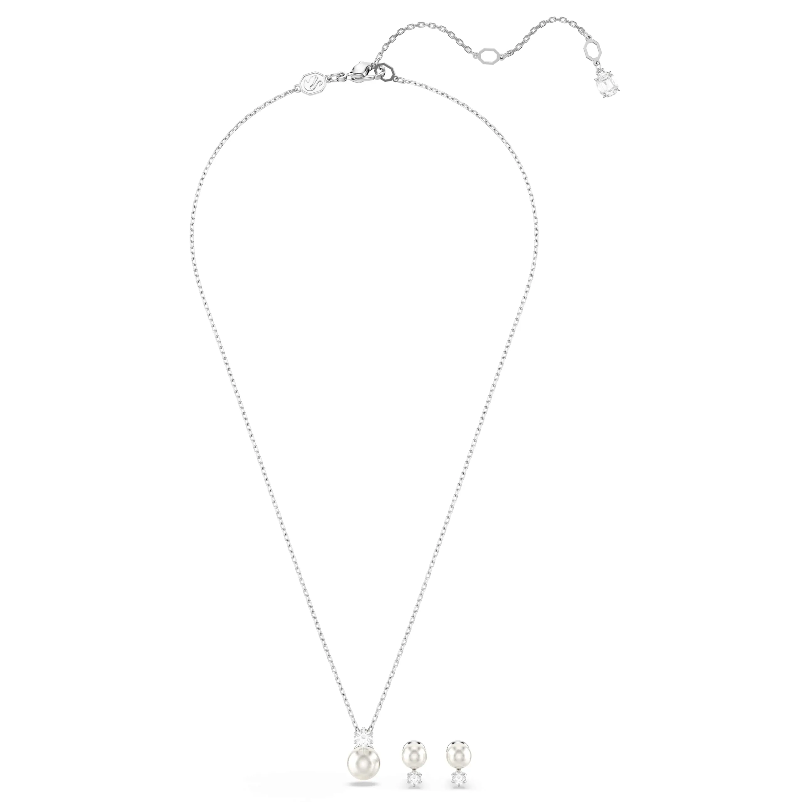 Swarovski Matrix Set, Crystal Pearl, Round Cut, White, Rhodium Plated - immagine 2