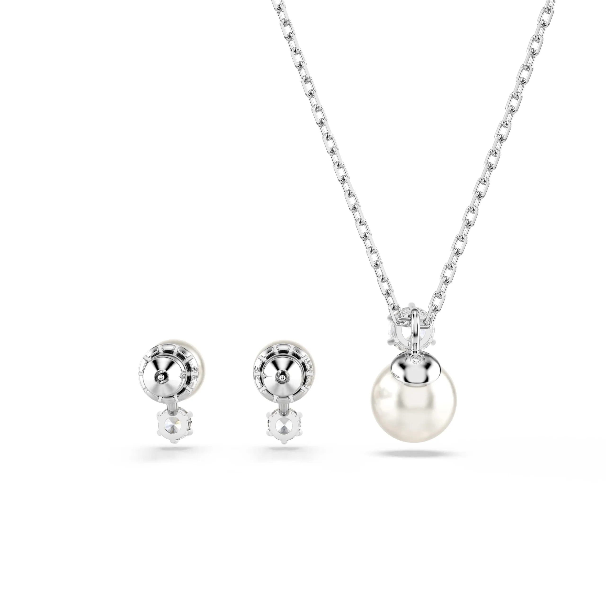 Swarovski Matrix Set, Crystal Pearl, Round Cut, White, Rhodium Plated - immagine 4