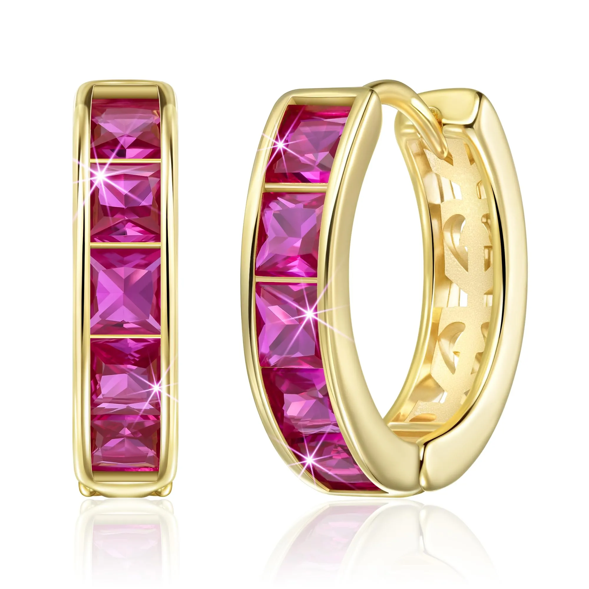 Linawe Orecchini a cerchio placcati in oro con zircone rosa per Helix e cartilagine - immagine 1