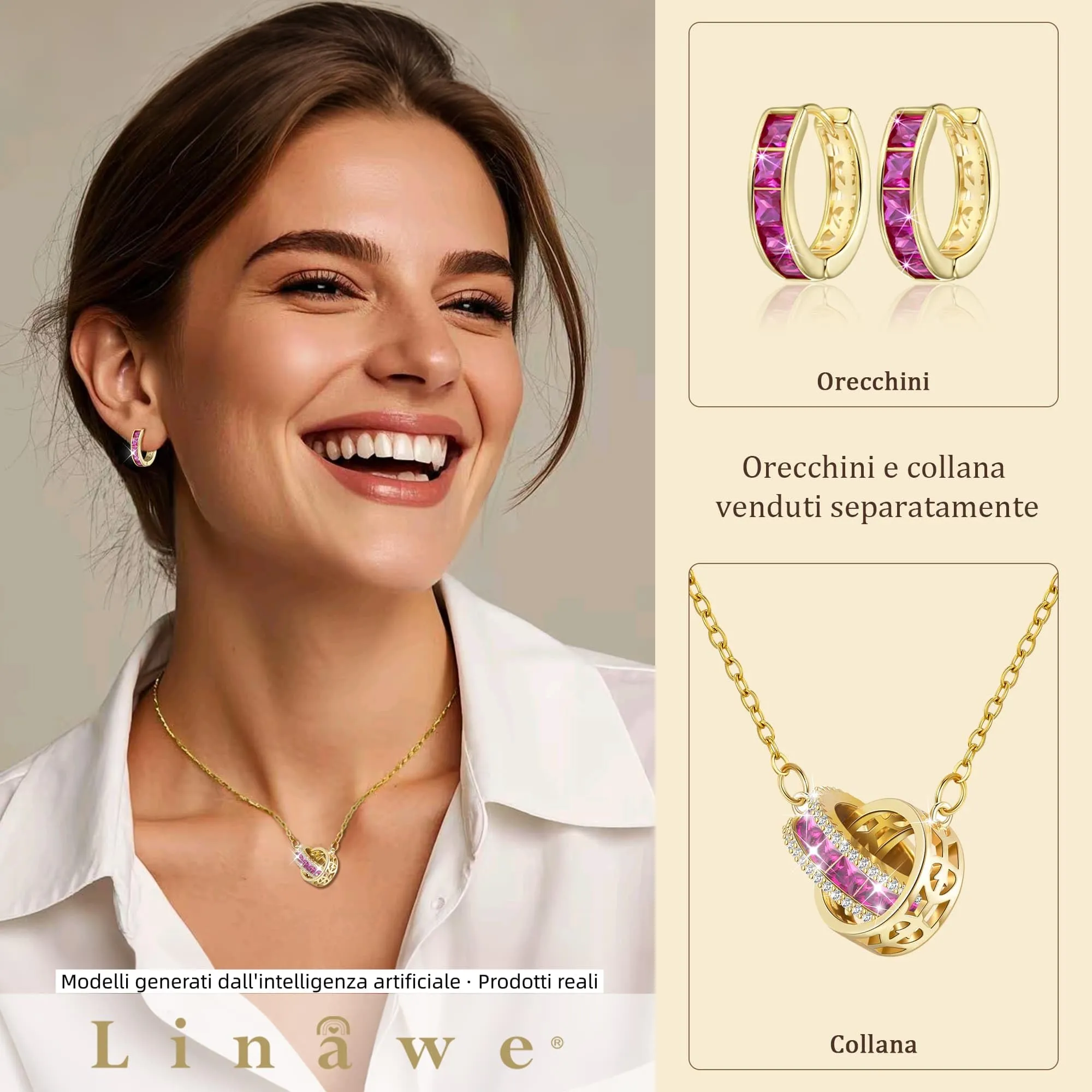 Linawe Orecchini a cerchio placcati in oro con zircone rosa per Helix e cartilagine - immagine 3