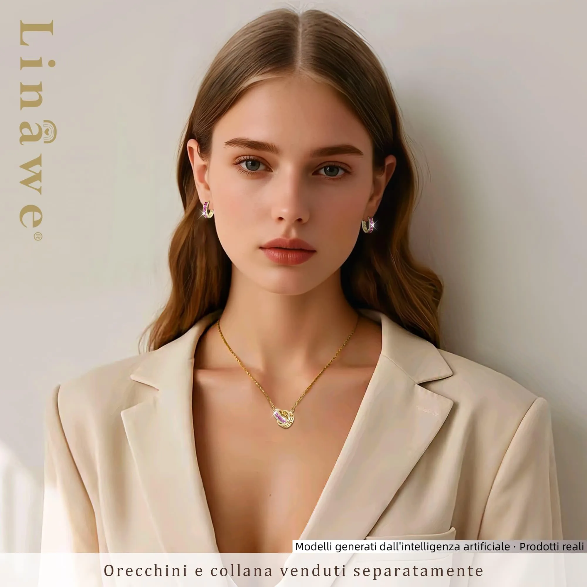 Linawe Orecchini a cerchio placcati in oro con zircone rosa per Helix e cartilagine - immagine 4