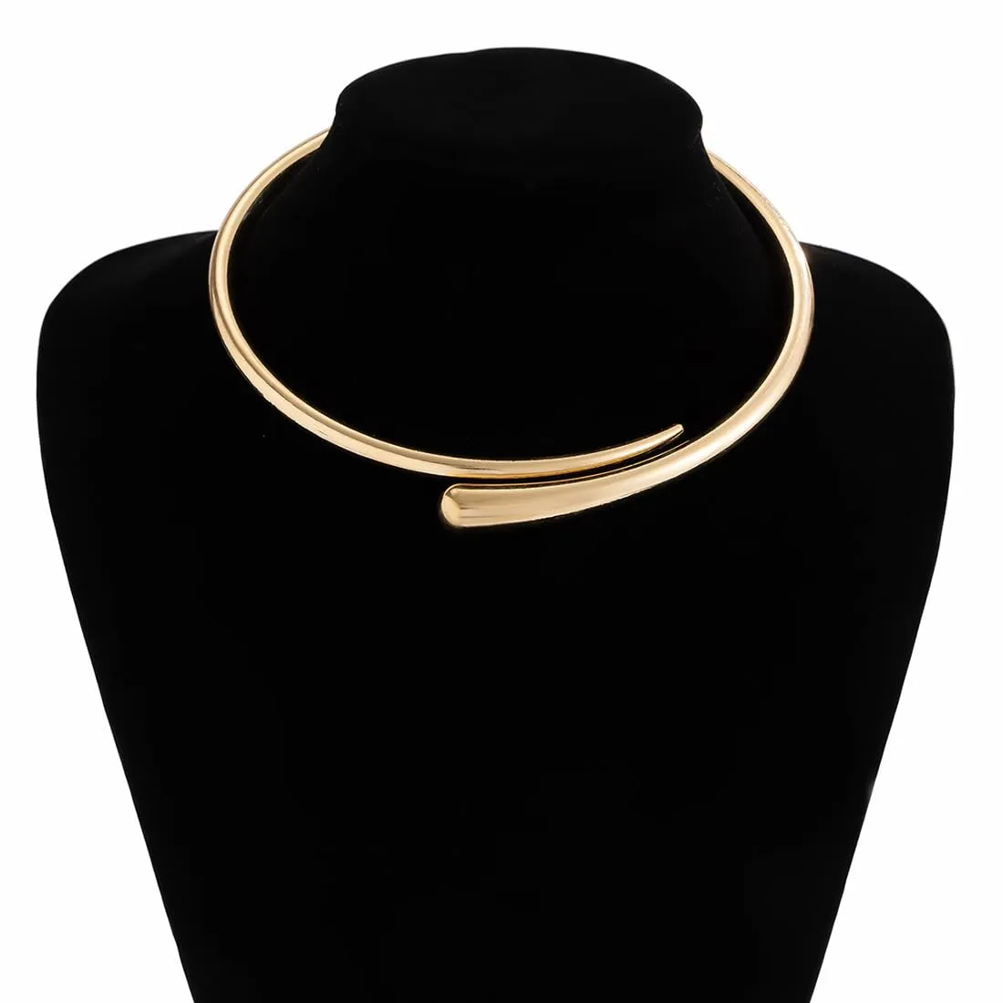 Cubahop Geometrico Metallo Choker Set Collana Braccialetto Anelli Oro - immagine 6
