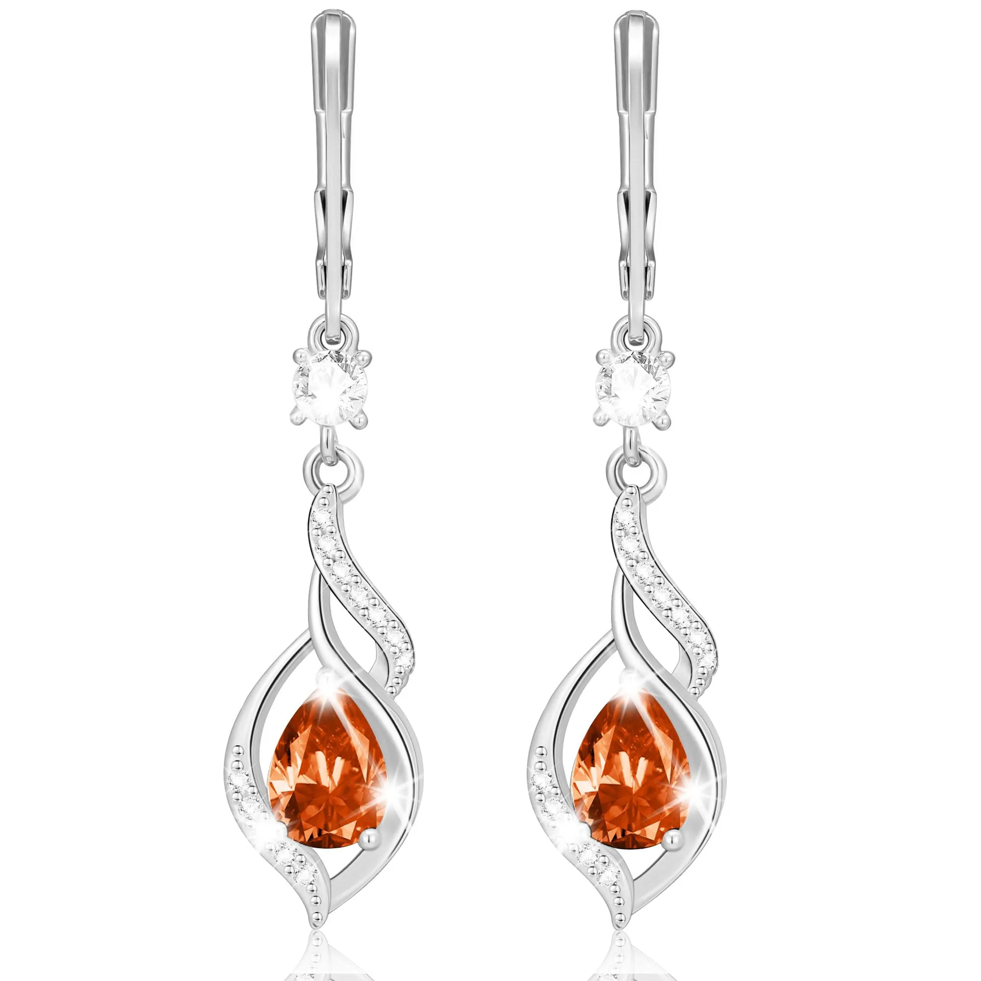 Esmoly Orecchini Pendenti Donna in Argento 925 con Pietra di Nascita (Argento 07) - immagine 1
