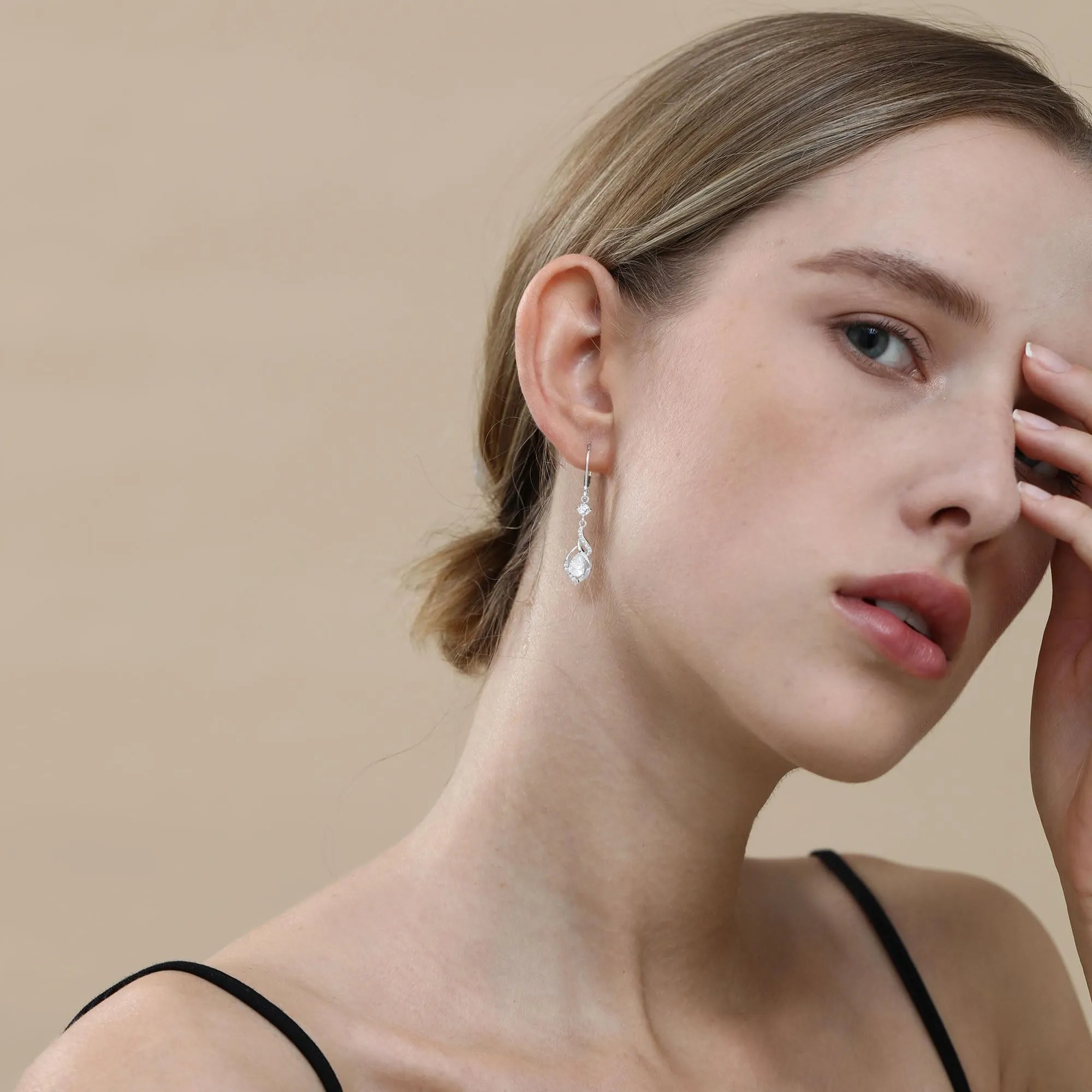 Esmoly Orecchini Pendenti Donna in Argento 925 con Pietra di Nascita (Argento 07) - immagine 2