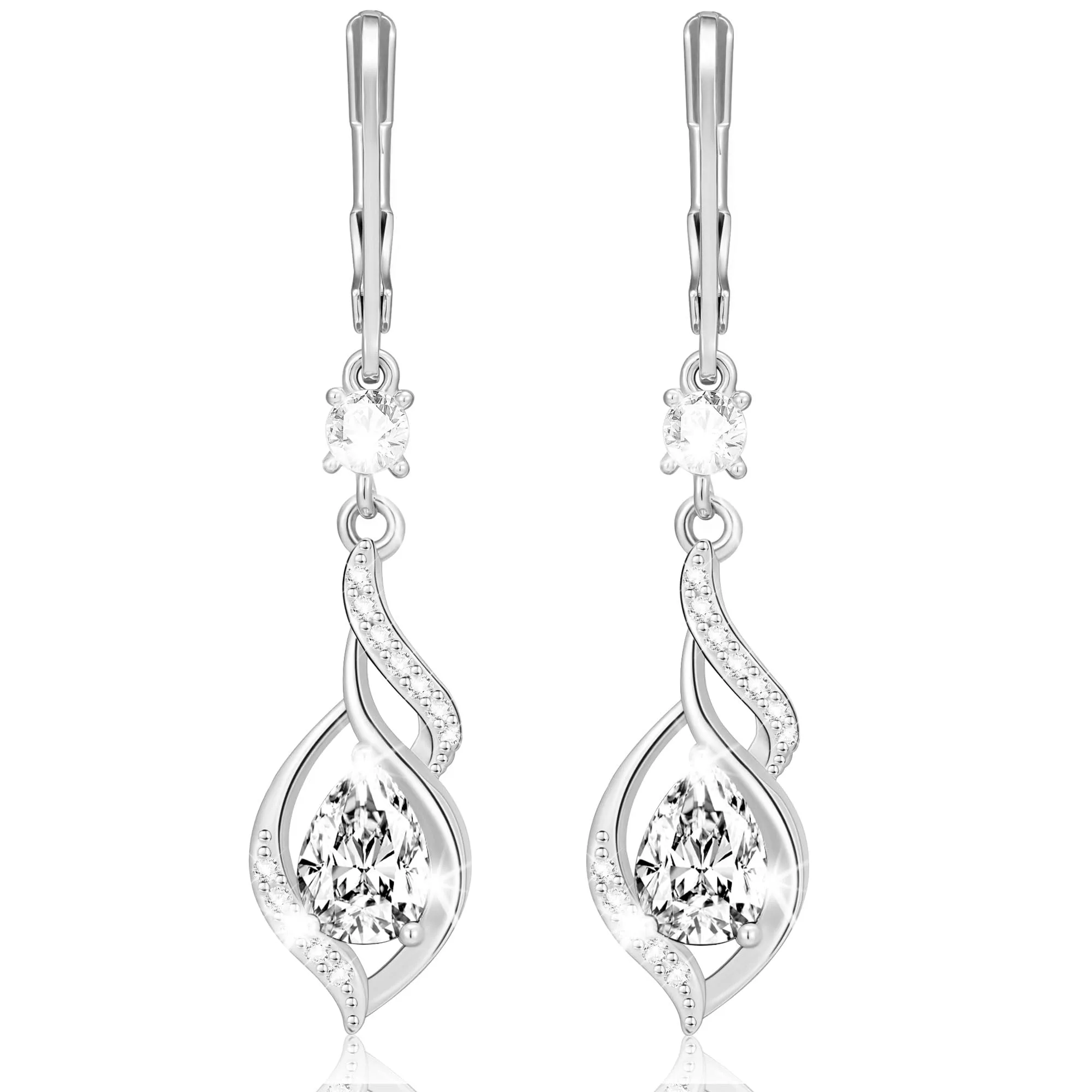 Esmoly Orecchini Donna in Argento 925 Placato con Pietra di Nascita, Argento 04 - immagine 1