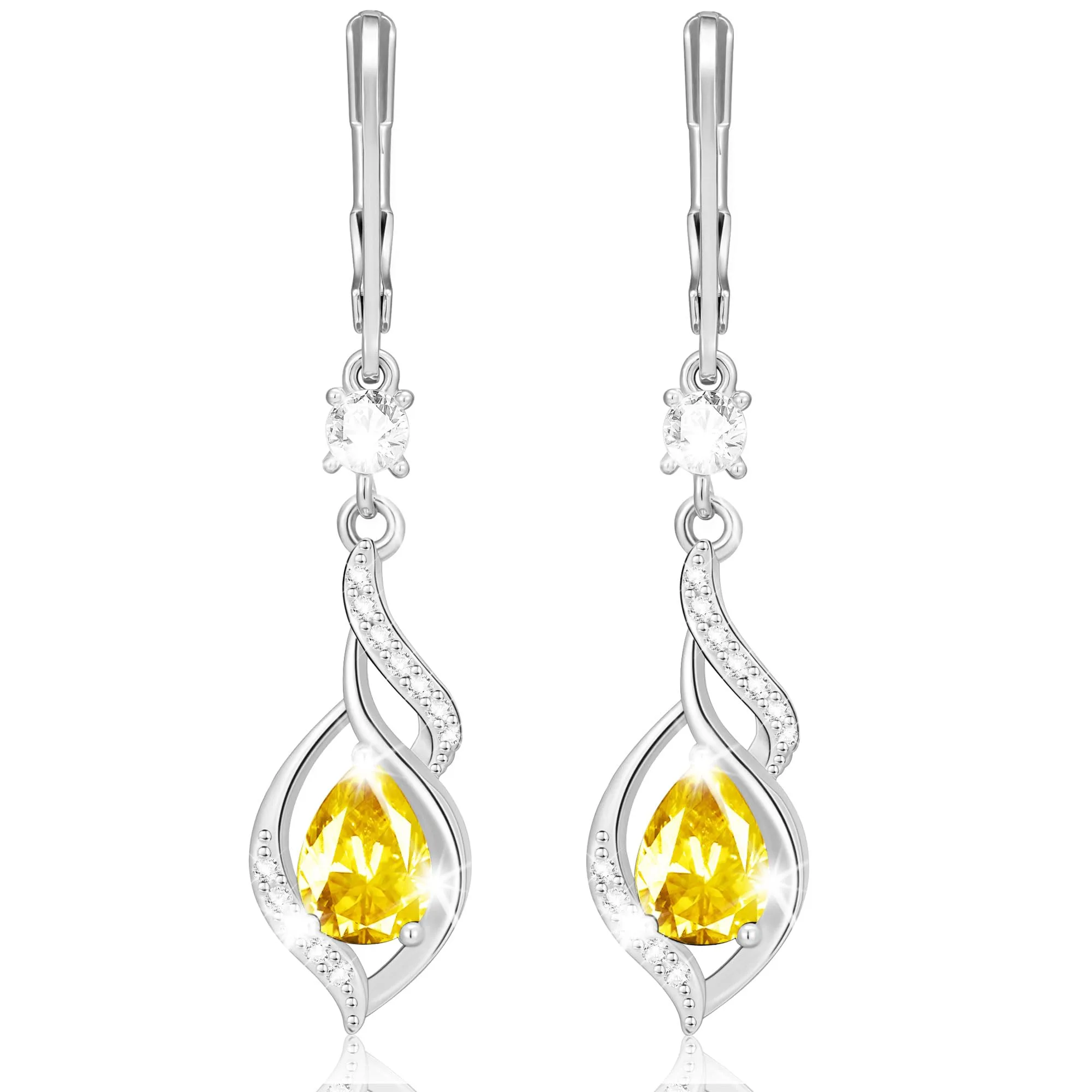 Esmoly Orecchini Pendenti Donna in Argento 925 con Pietra di Nascita (Argento 11) - immagine 1