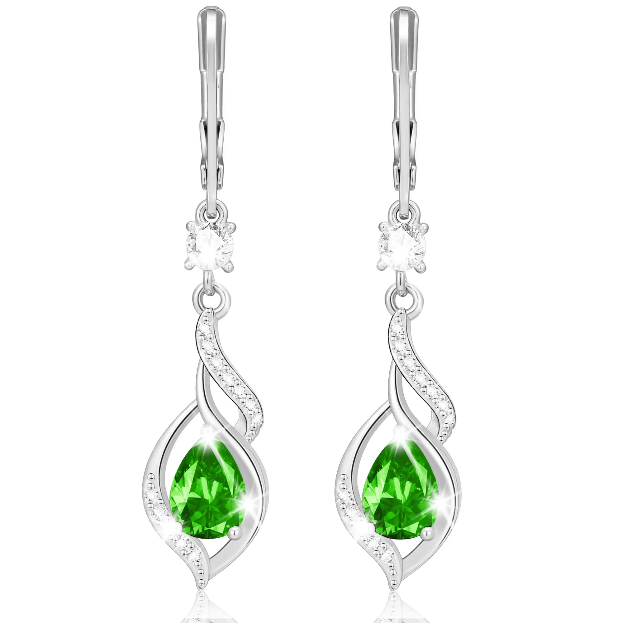 Esmoly Orecchini Pendenti in Argento 925 Placato con Pietra di Nascita (Argento 05) - immagine 1