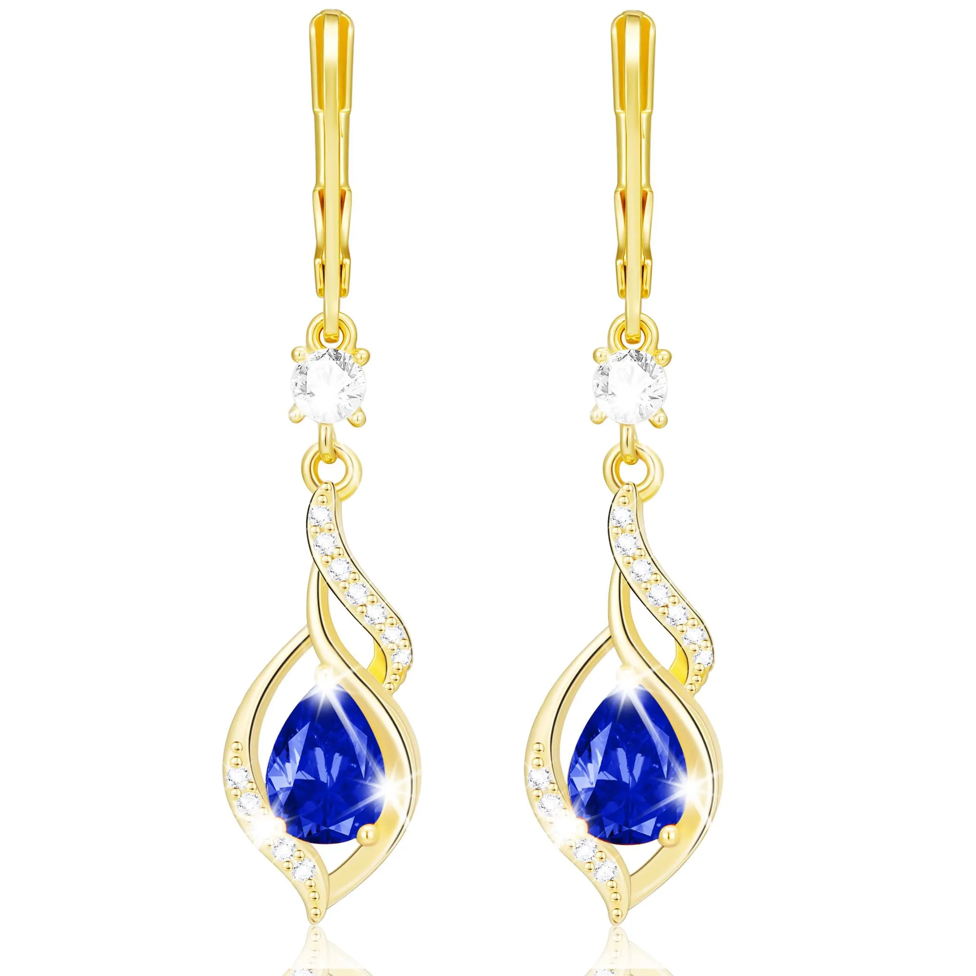 Esmoly Orecchini Donna in Argento 925 Placato con Pietra di Nascita, Oro 09 - immagine 1