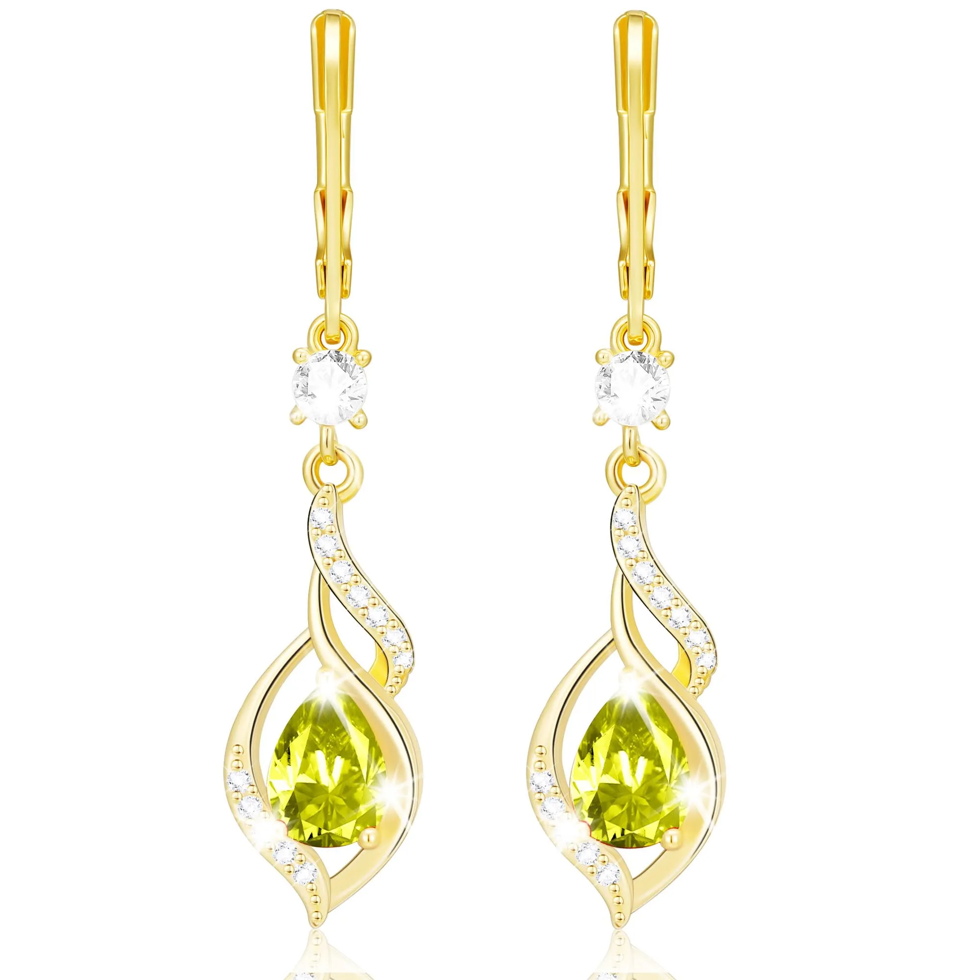 Esmoly Orecchini Donna in Argento 925 Placato con Pietra di Nascita, Oro 08 - immagine 1