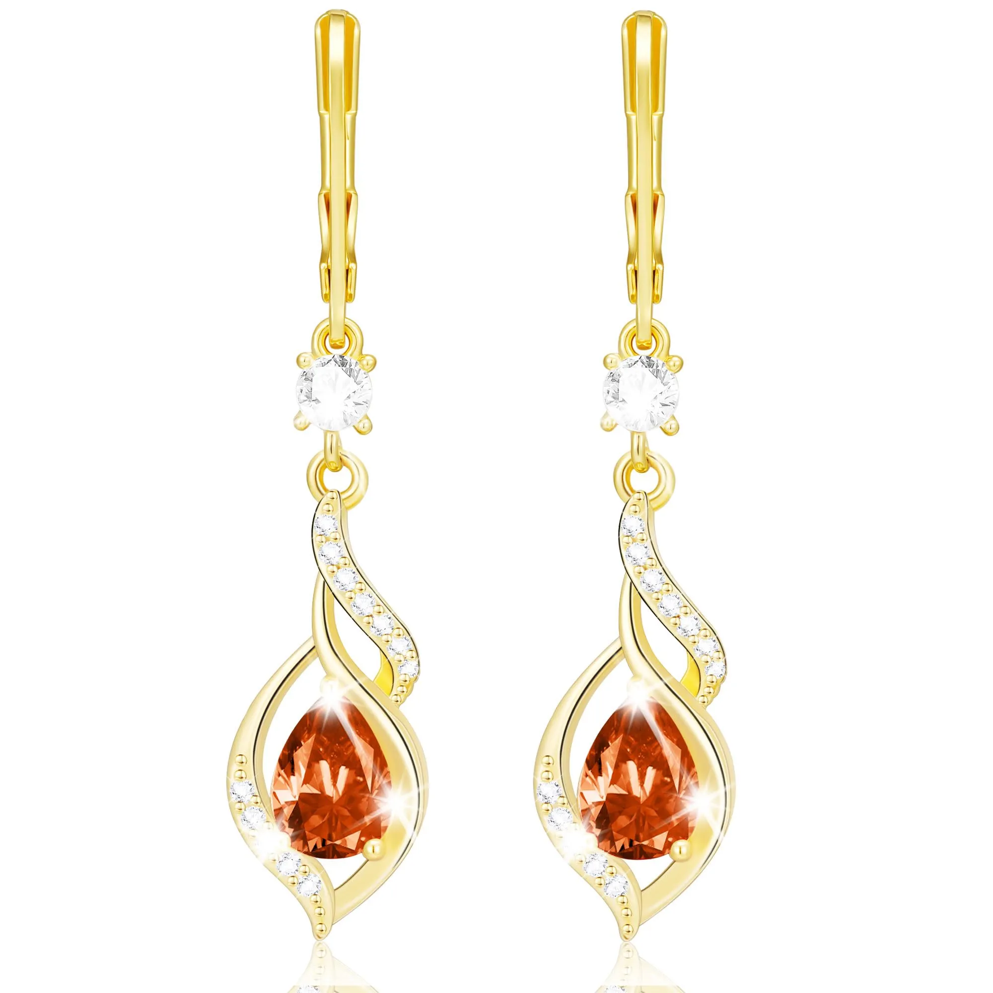 Esmoly Orecchini Donna in Argento 925 Placato con Pietra di Nascita, Oro 07 - immagine 1