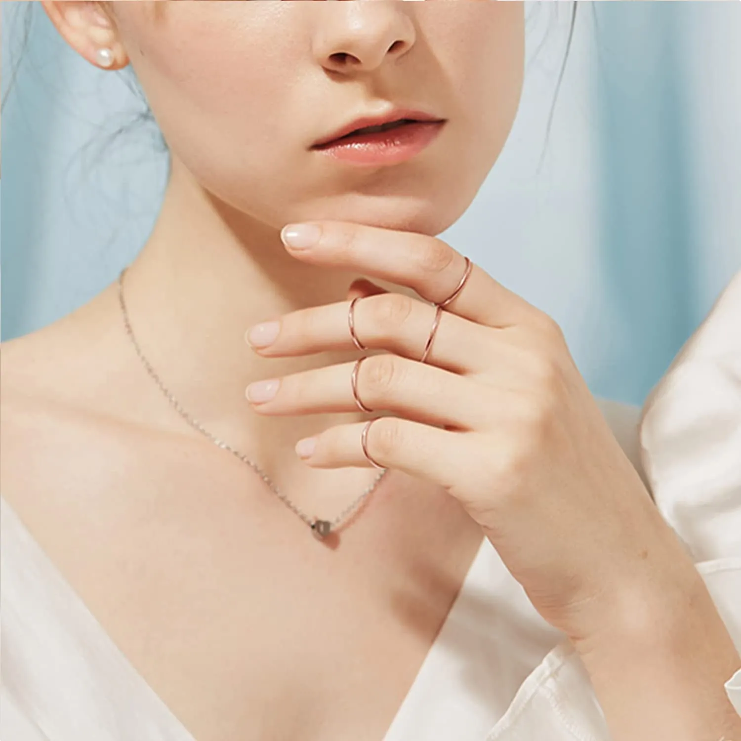 Milacolato 1mm Anelli Impilabili in Acciaio Inox da Donna, Set 7 Pezzi, Argento e Oro Rosa, Misura 3-9 - immagine 3