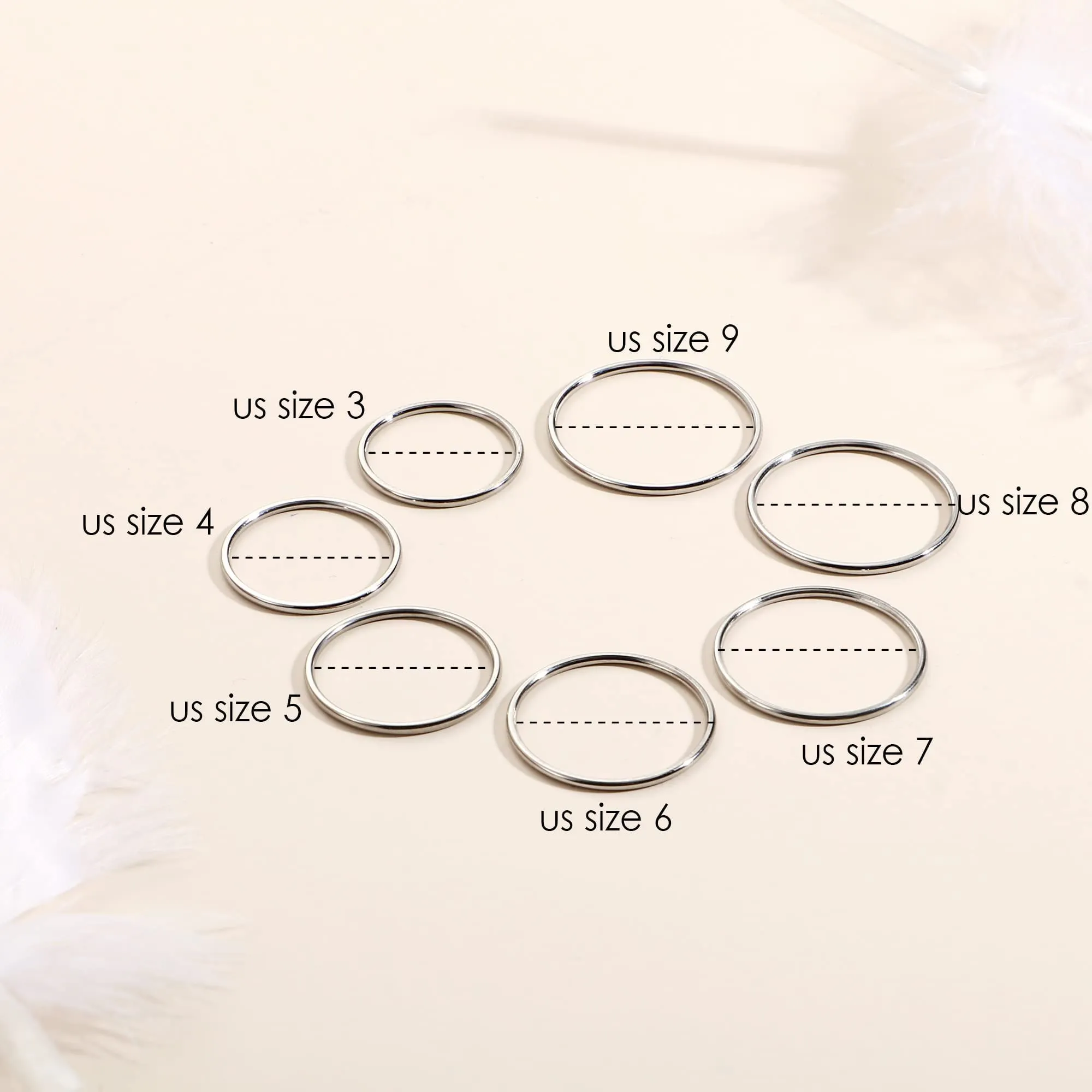 Milacolato 1mm Anelli Impilabili in Acciaio Inox da Donna, Set 7 Pezzi, Argento e Oro Rosa, Misura 3-9 - immagine 4