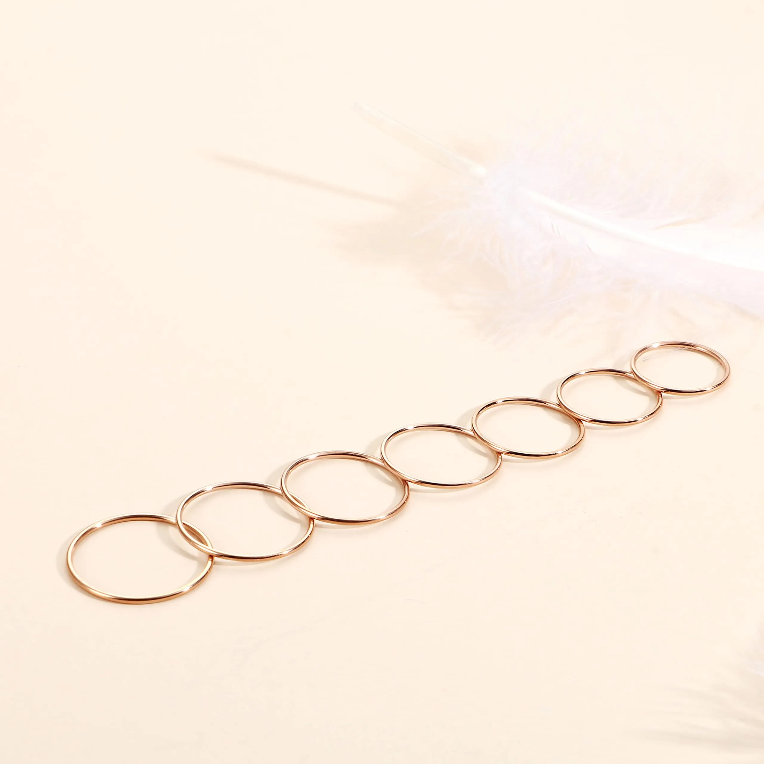 Milacolato 1mm Anelli Impilabili in Acciaio Inox da Donna, Set 7 Pezzi, Argento e Oro Rosa, Misura 3-9 - immagine 6