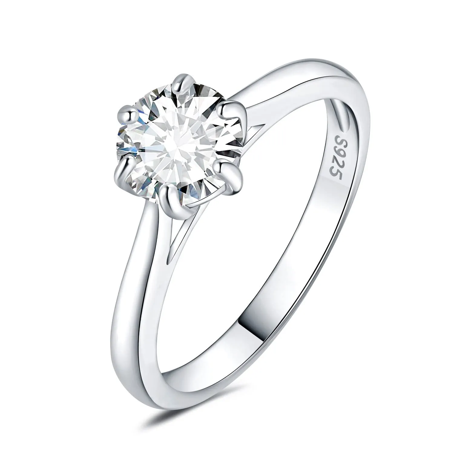 JewelryPalace Classic Anello Solitario Donna Argento 925 con Moissanite 1ct, Taglia 16 - immagine 1