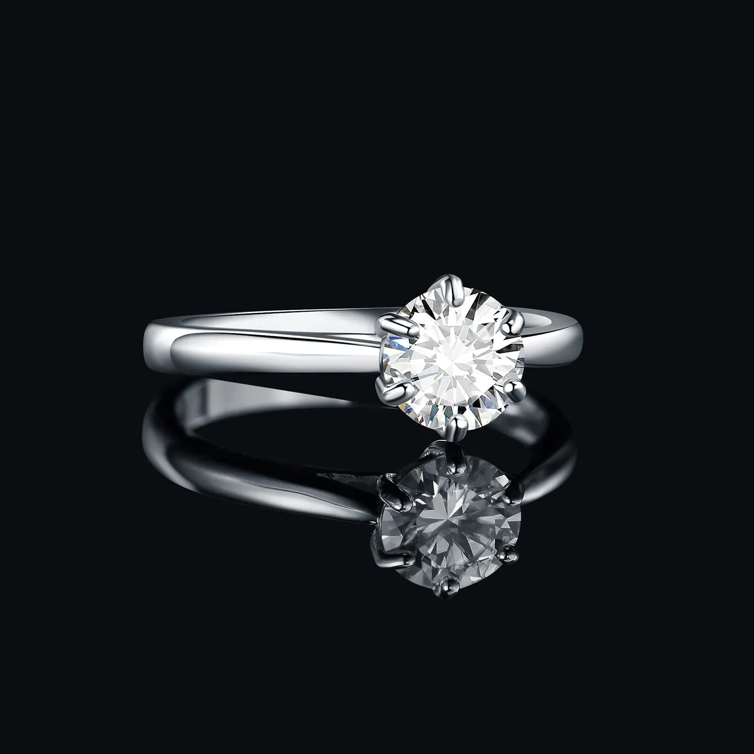 JewelryPalace Classic Solitaire Ring for Women, 925 Sterling Silver with 1ct Created Moissanite, Round Cut, Size 17 - immagine 3