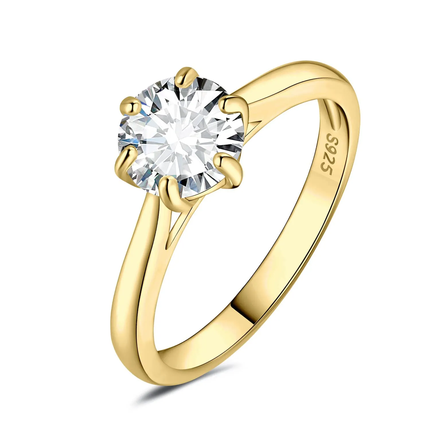 JewelryPalace 1.5ct Classic Anello Solitario Donna Argento 925 con Moissanite Creato, Taglia 9.5 - immagine 1