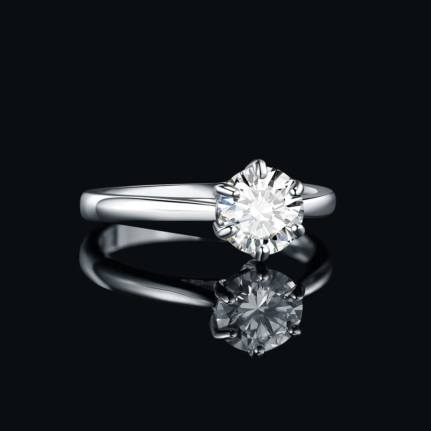 JewelryPalace 1.5ct Classic Solitaire Ring for Women, 925 Sterling Silver with Created Moissanite, Round Stone Engagement Ring, Size 10.5 - immagine 2